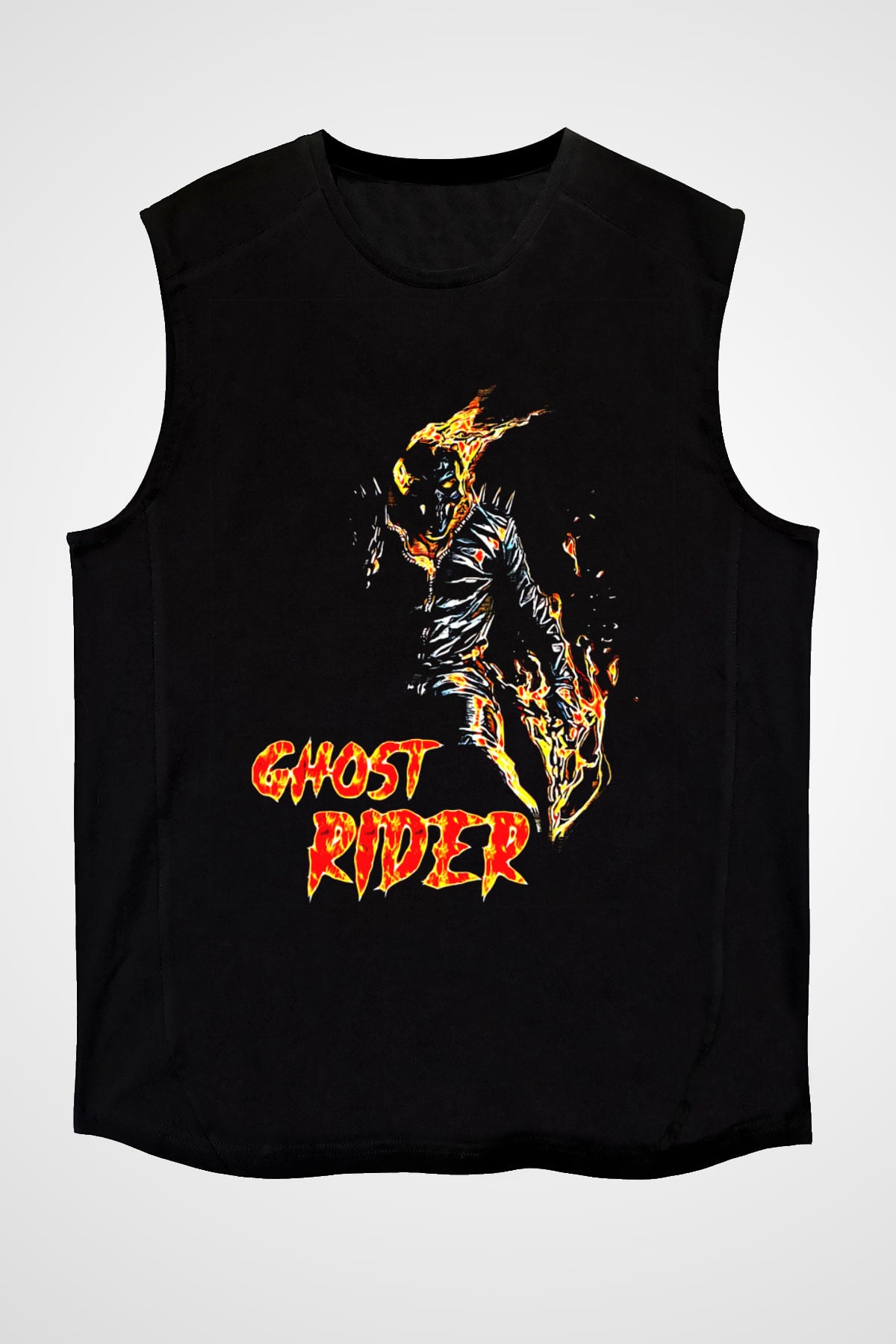 Ghost Rider Hayalet Sürücü Siyah Unisex  Kolsuz Tişört