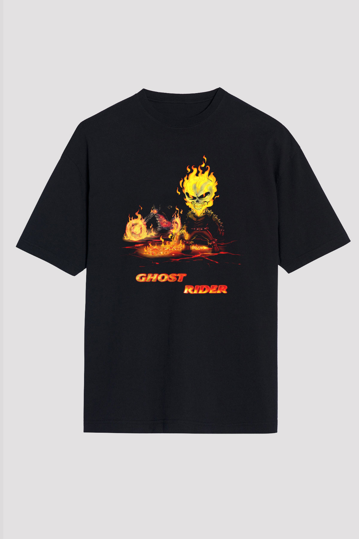 Ghost Rider Hayalet Sürücü Siyah Unisex Oversize Tişört