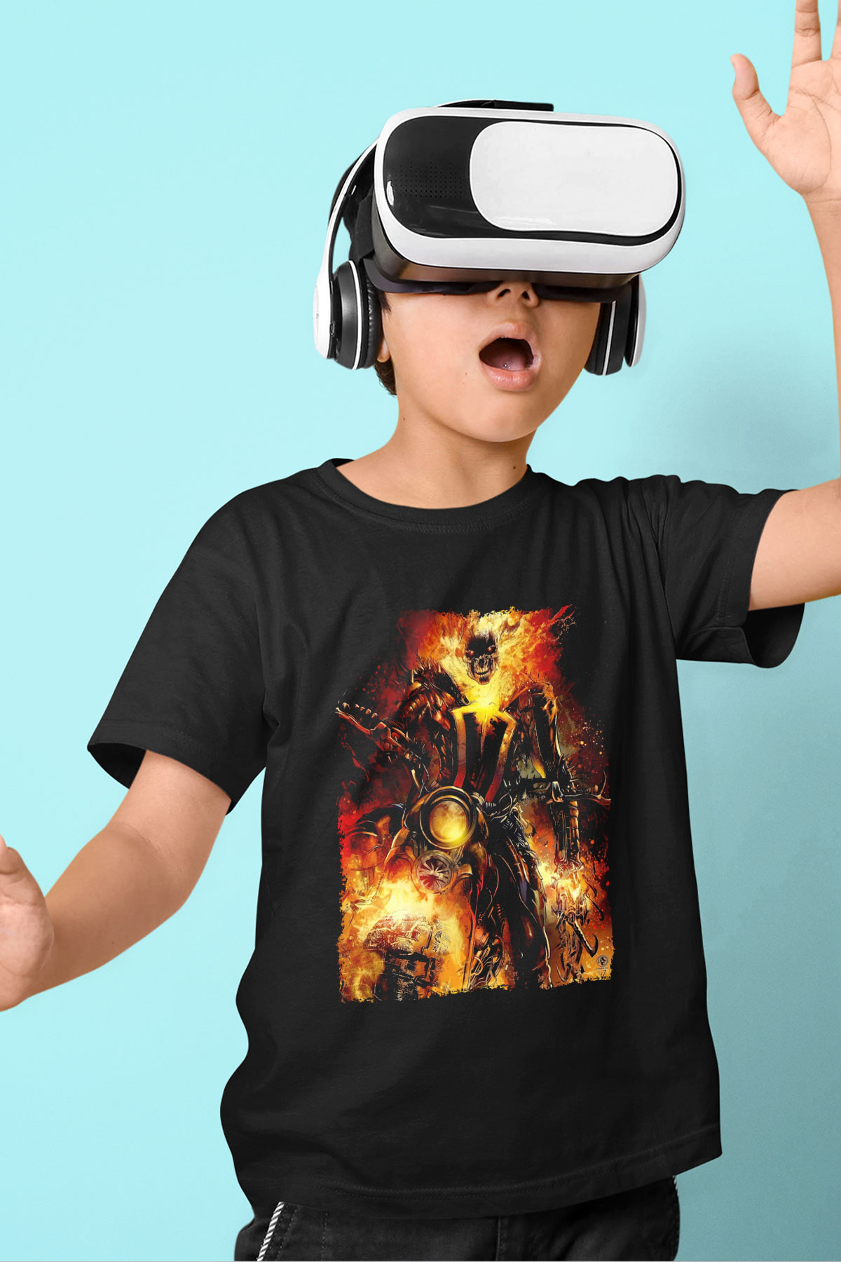 Ghost Rider Hayalet Sürücü Siyah Unisex  Çocuk Tişört
