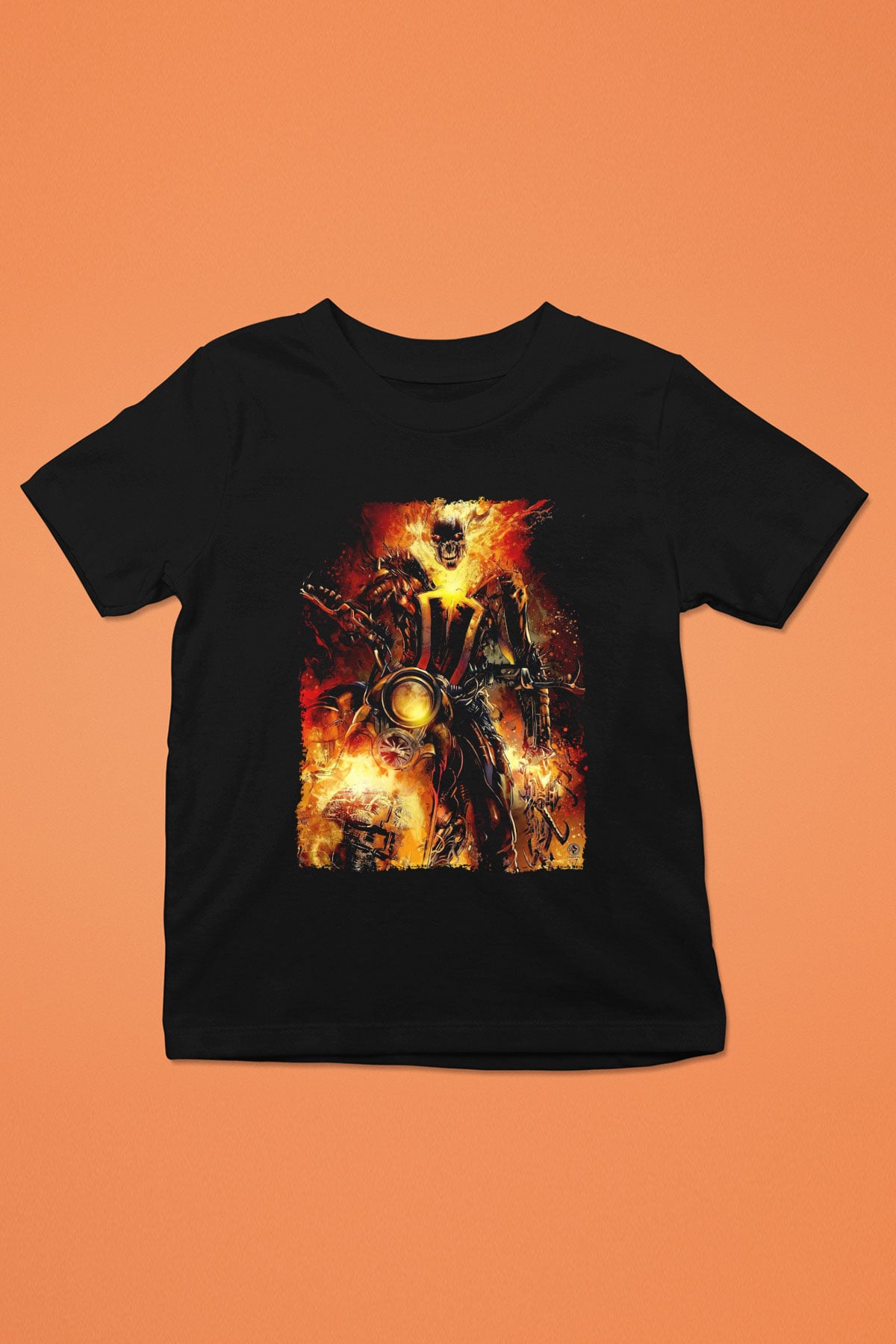 Ghost Rider Hayalet Sürücü Siyah Unisex  Çocuk Tişört
