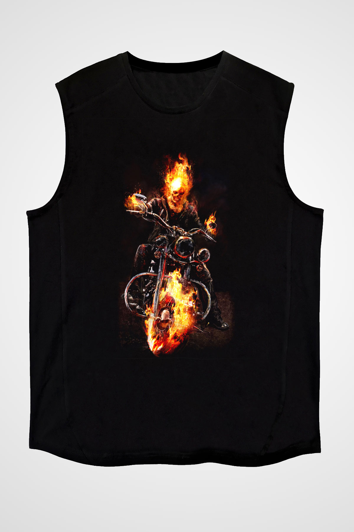 Ghost Rider Hayalet Sürücü Siyah Unisex Kolsuz Tişört