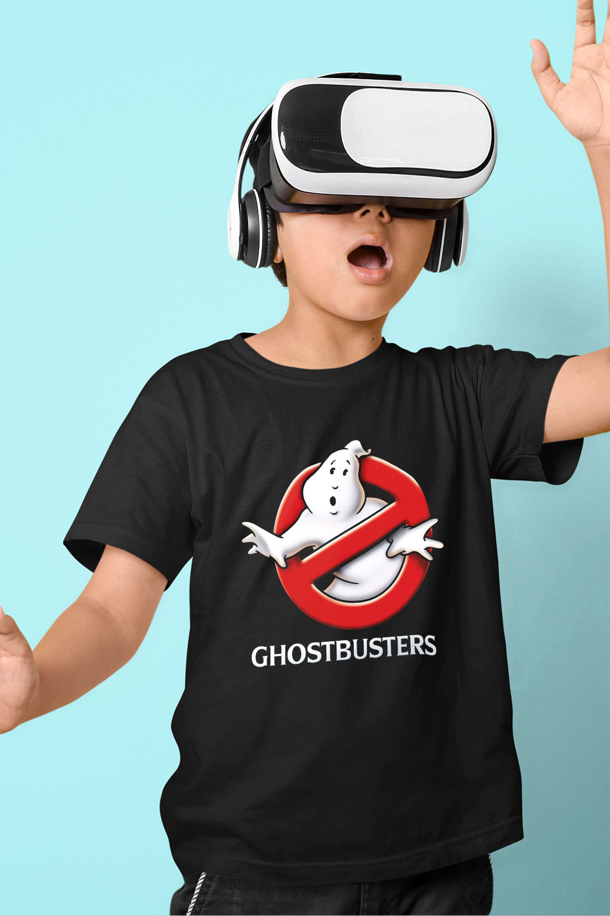 Ghostbusters Hayalet Avcıları Baskılı Siyah Unisex Çocuk Tişört