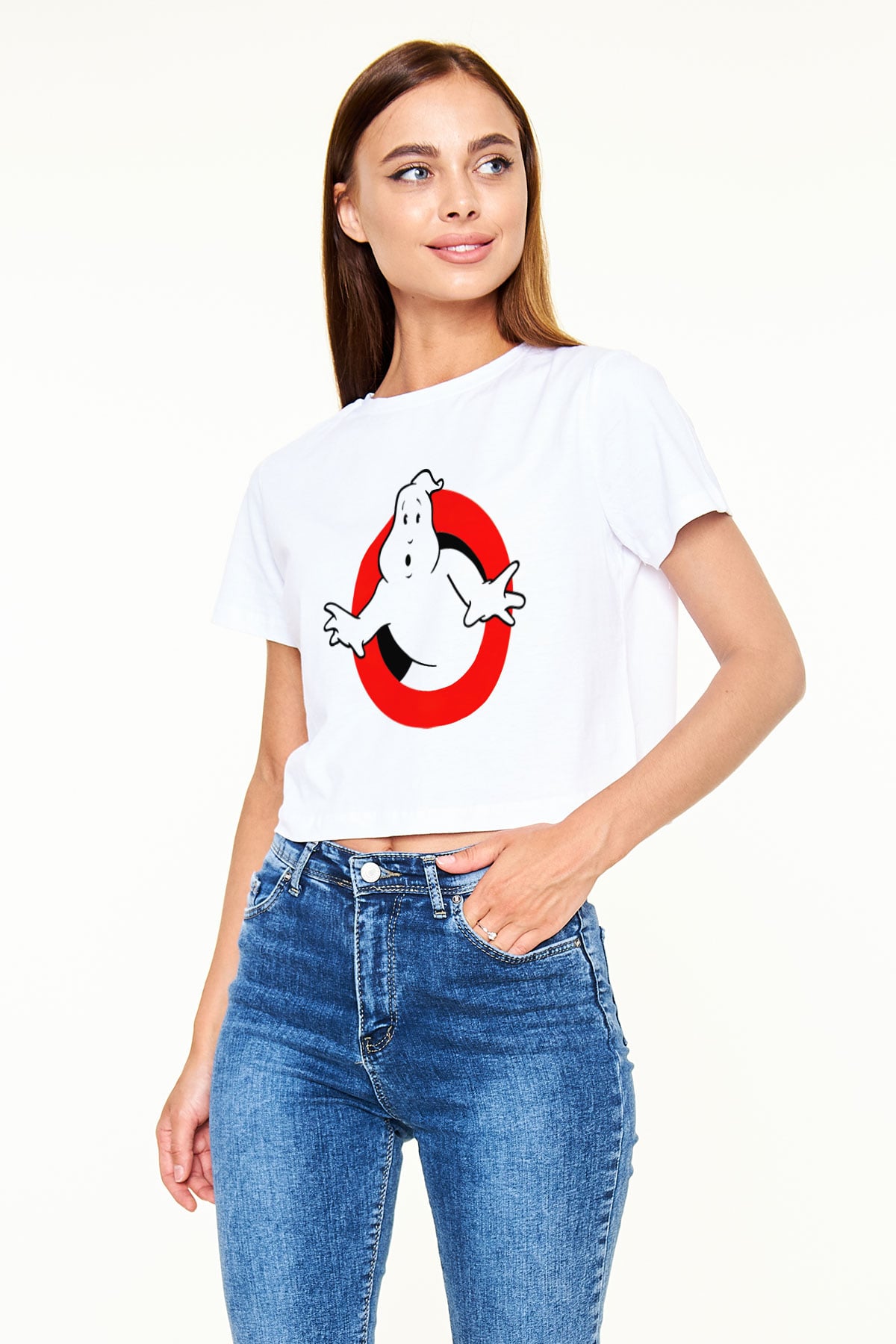 Ghostbusters Hayalet Avcıları Beyaz Croptop Tişört
