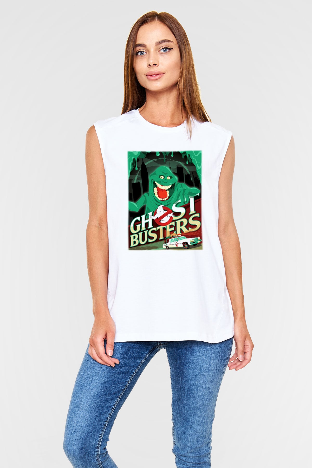 Ghostbusters Hayalet Avcıları Beyaz Unisex Kolsuz Tişört