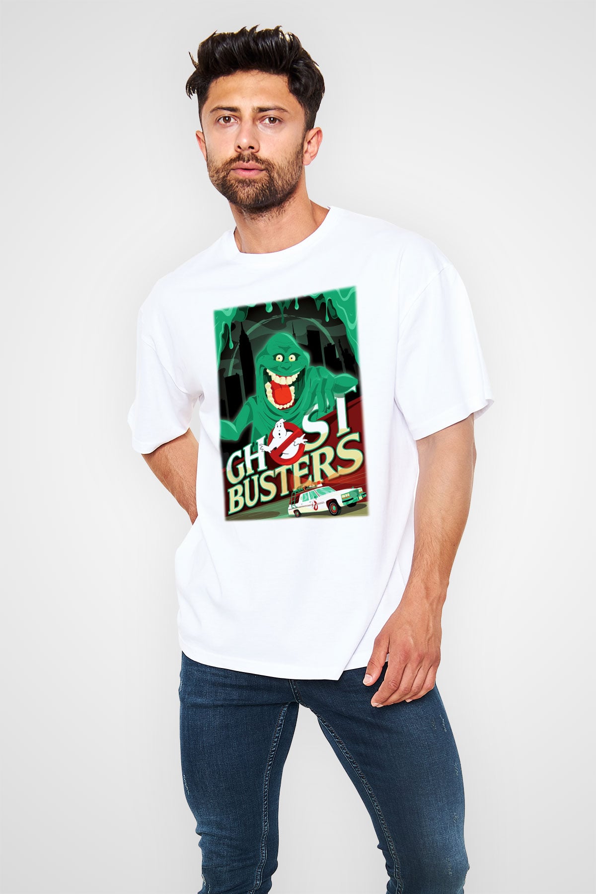 Ghostbusters Hayalet Avcıları Beyaz Unisex Oversize Tişört T-Shirt