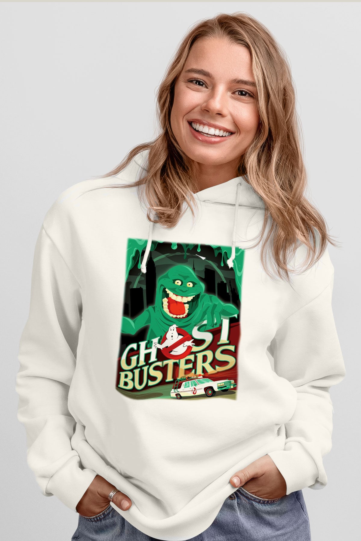 Ghostbusters Hayalet Avcıları Beyaz Unisex Hoodie