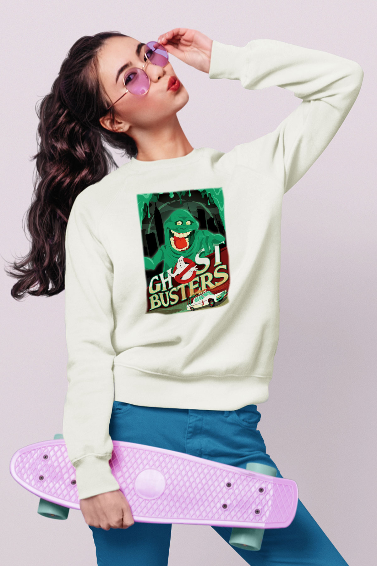 Ghostbusters Hayalet Avcıları Beyaz Unisex Sweatshirt