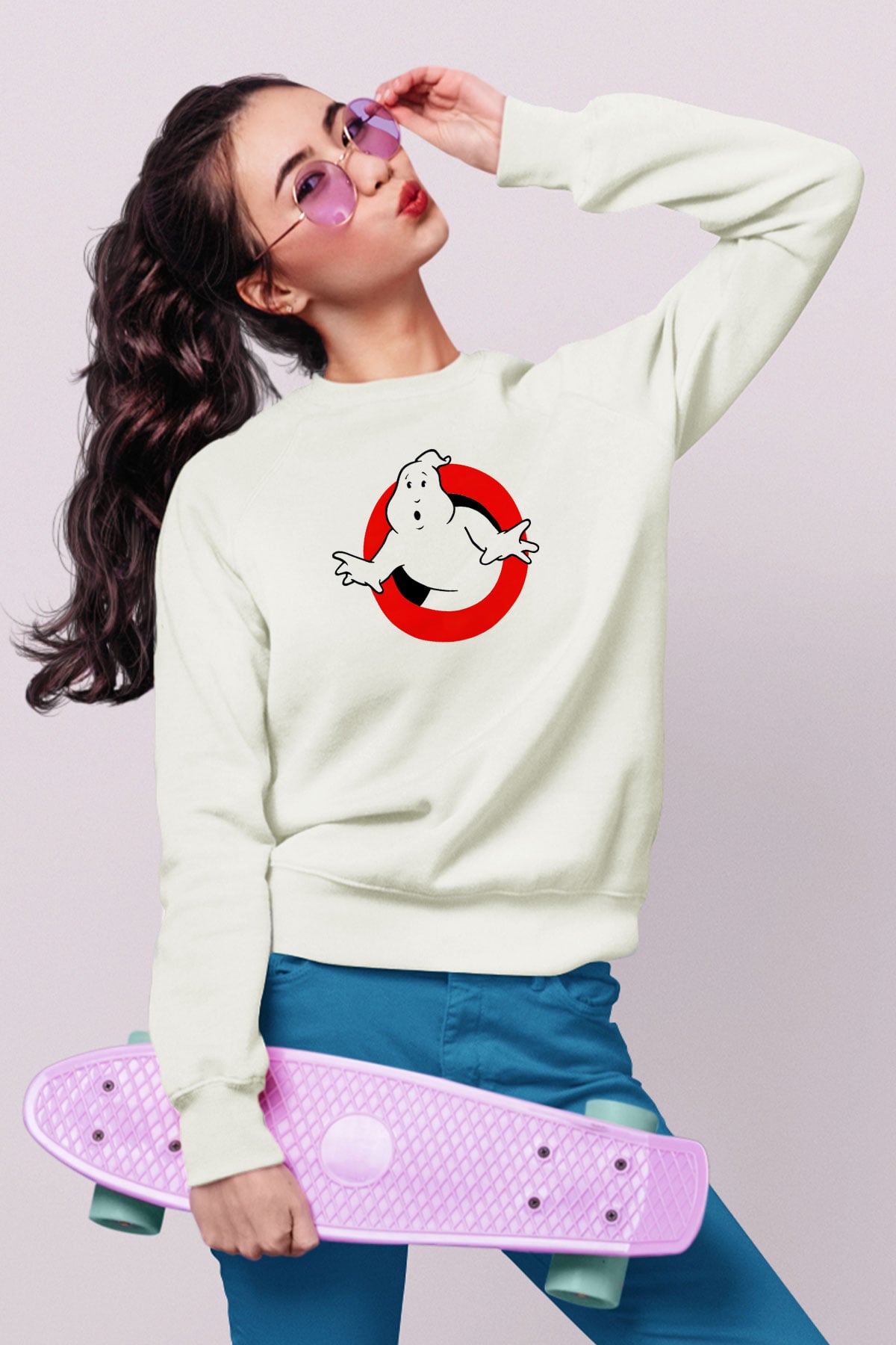 Ghostbusters Hayalet Avcıları Beyaz Unisex Sweatshirt