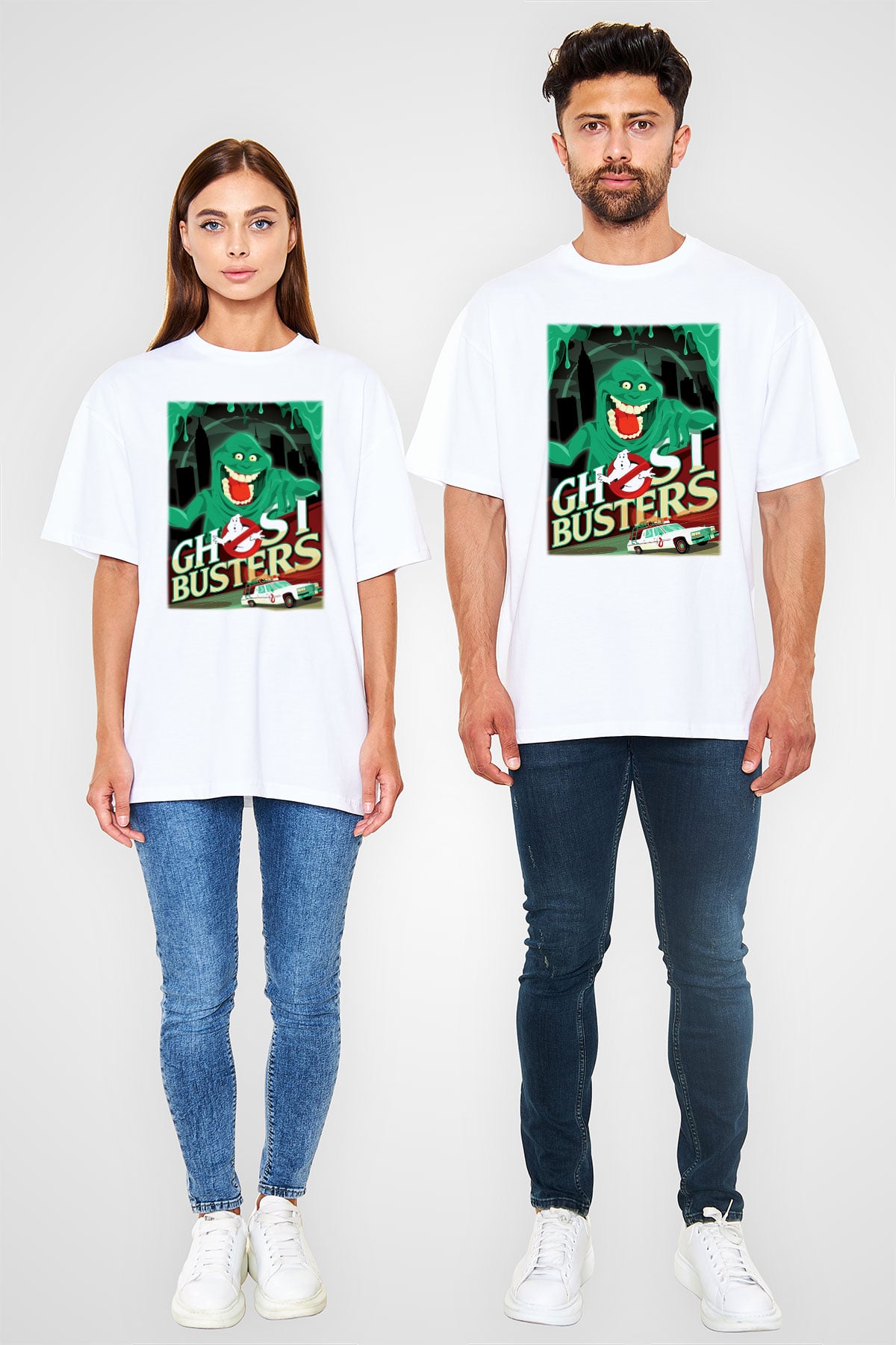 Ghostbusters Hayalet Avcıları Beyaz Unisex Oversize Tişört T-Shirt