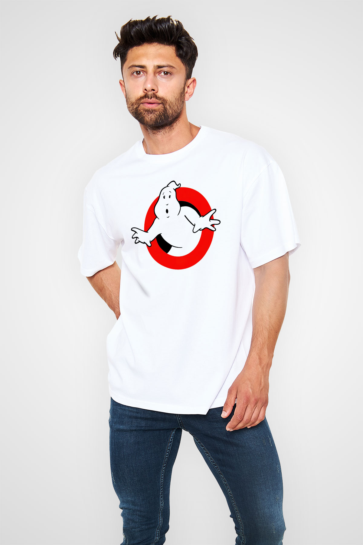Ghostbusters Hayalet Avcıları Beyaz Unisex Oversize Tişört T-Shirt