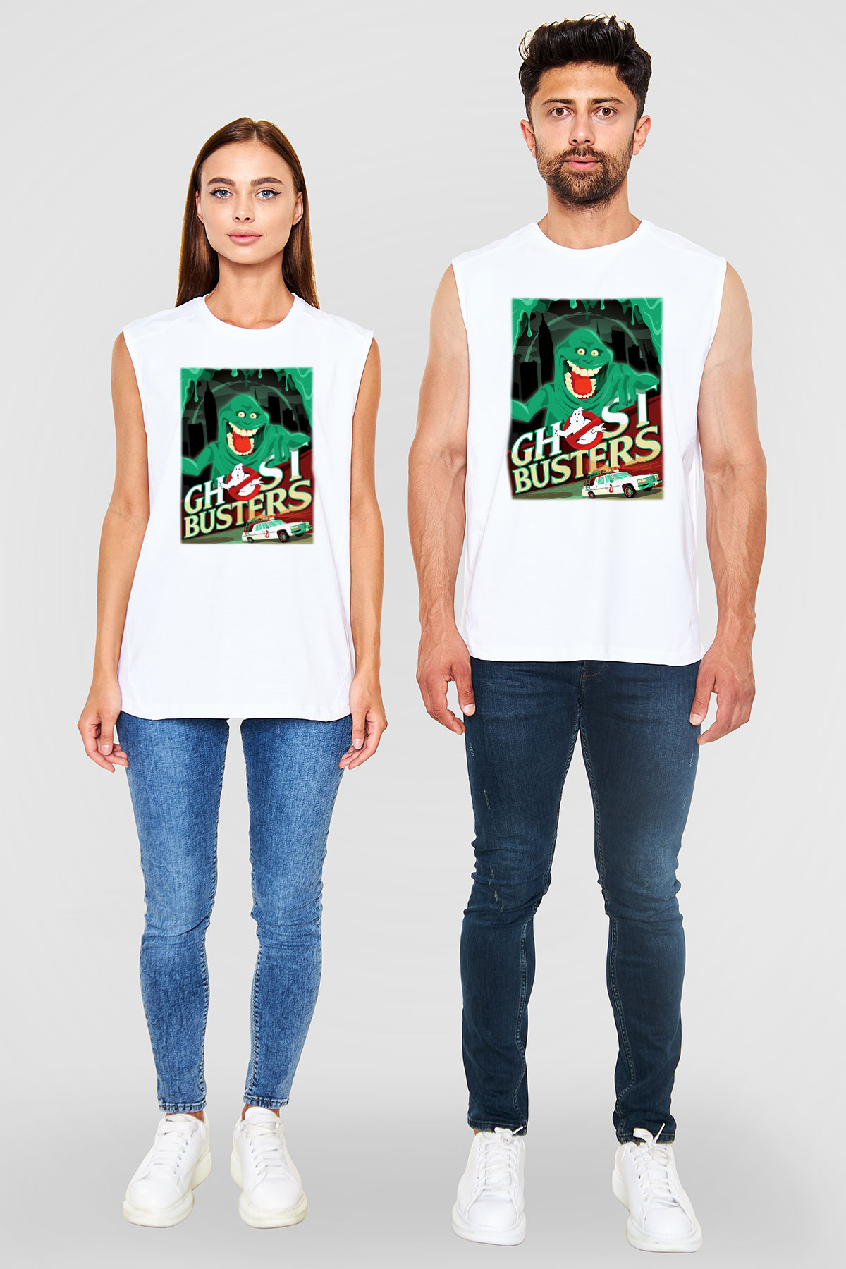 Ghostbusters Hayalet Avcıları Beyaz Unisex Kolsuz Tişört