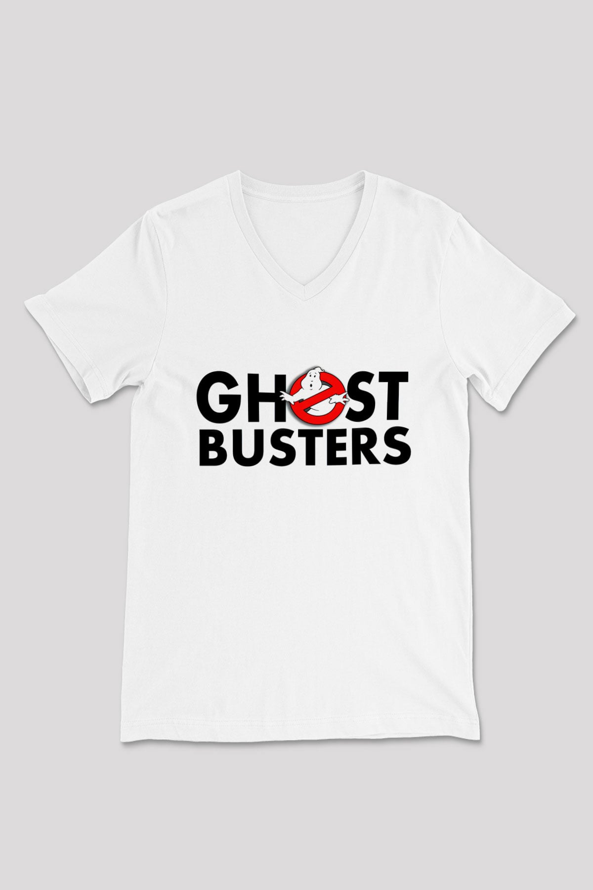 Ghostbusters Hayalet Avcıları Beyaz Unisex V Yaka Tişört T-Shirt