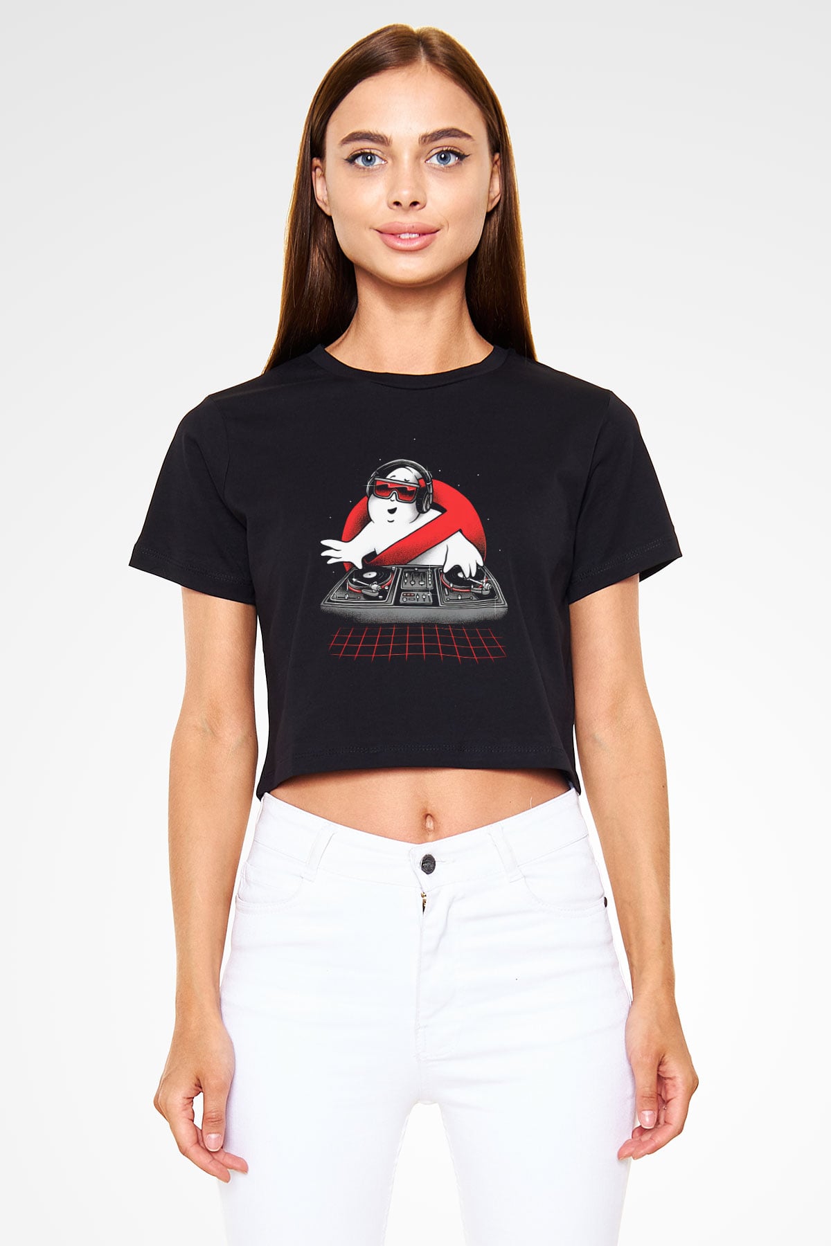 Ghostbusters Hayalet Avcıları Siyah  Crop Top Tişört