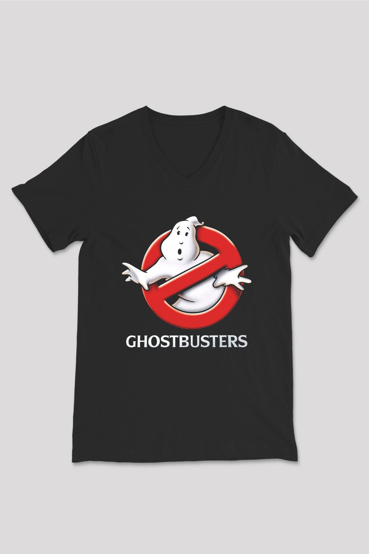 Ghostbusters Hayalet Avcıları Siyah Unisex V Yaka Tişört T-Shirt