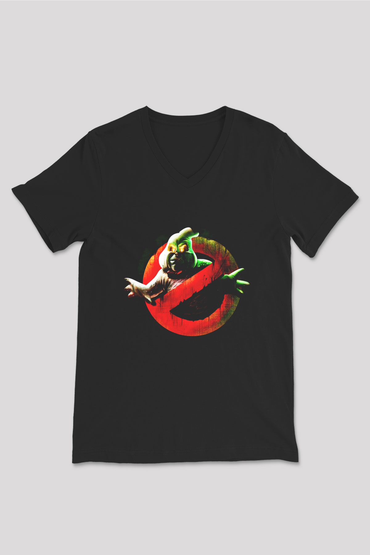 Ghostbusters Hayalet Avcıları Siyah Unisex V Yaka Tişört T-Shirt