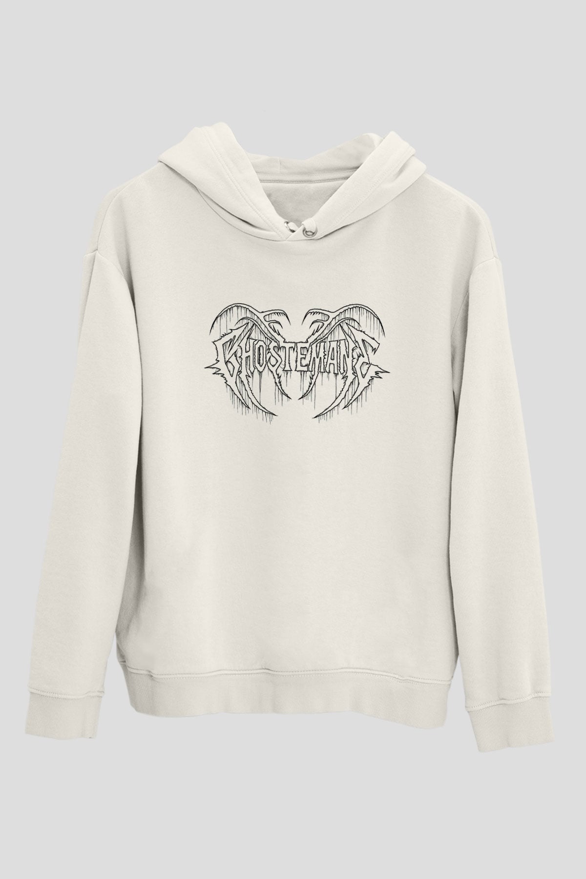 Ghostemane Baskılı Beyaz Unisex Kapüşonlu Sweatshirt