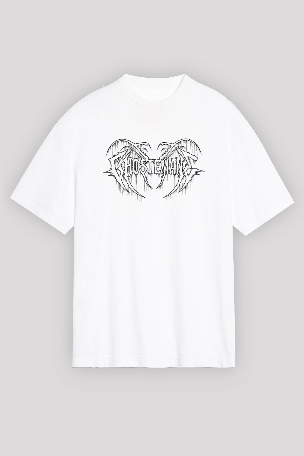 Ghostemane Baskılı Beyaz Unisex Oversize Tişört - Tshirt