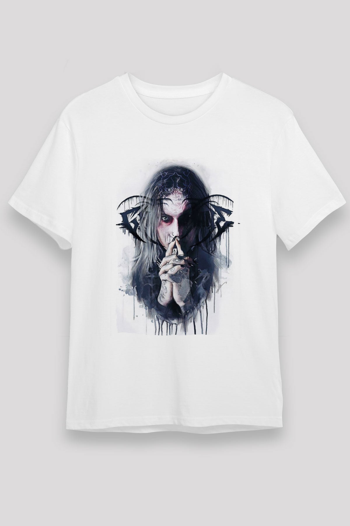 Ghostemane Baskılı Unisex Beyaz Tişört - Tshirt