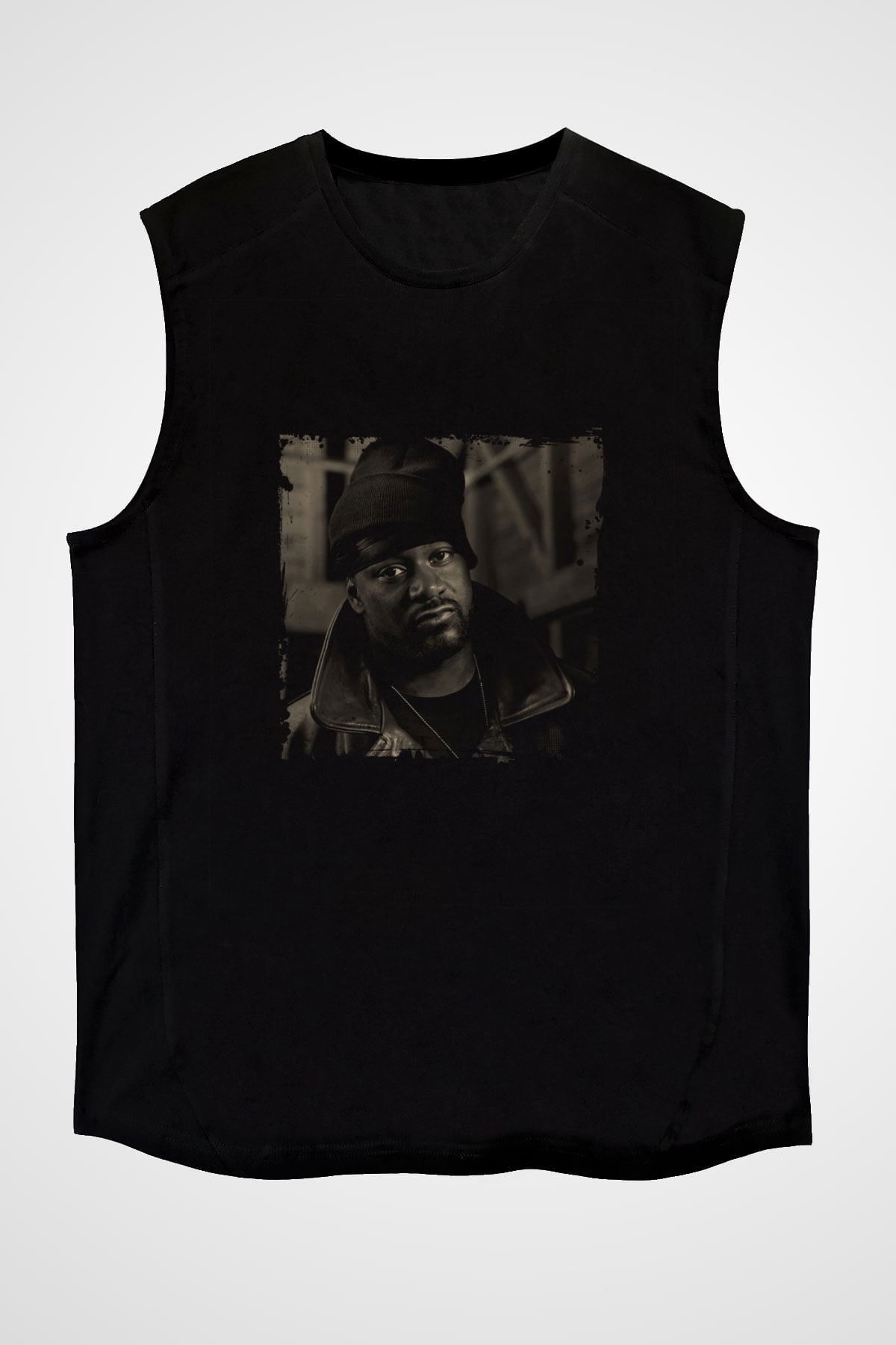 Ghostface Killah Baskılı Unisex Siyah Kolsuz Tişört