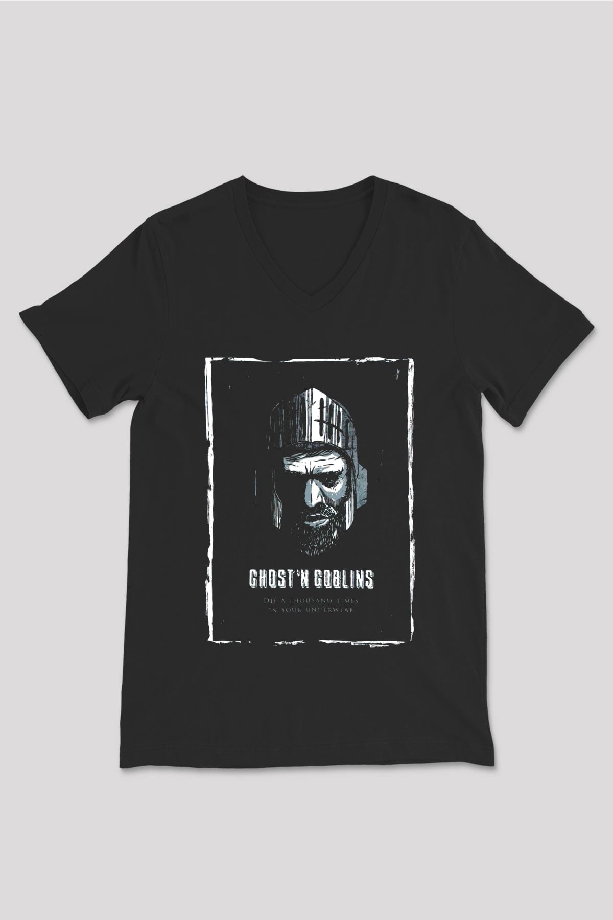 Ghosts 'n Goblins Siyah Unisex V Yaka Tişört