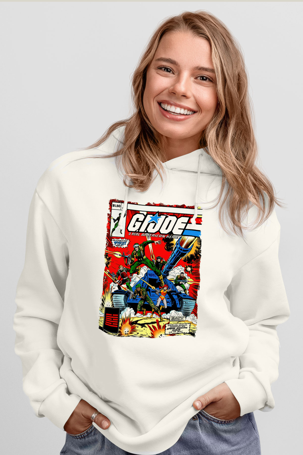 GI JOE Beyaz Unisex Hoodie