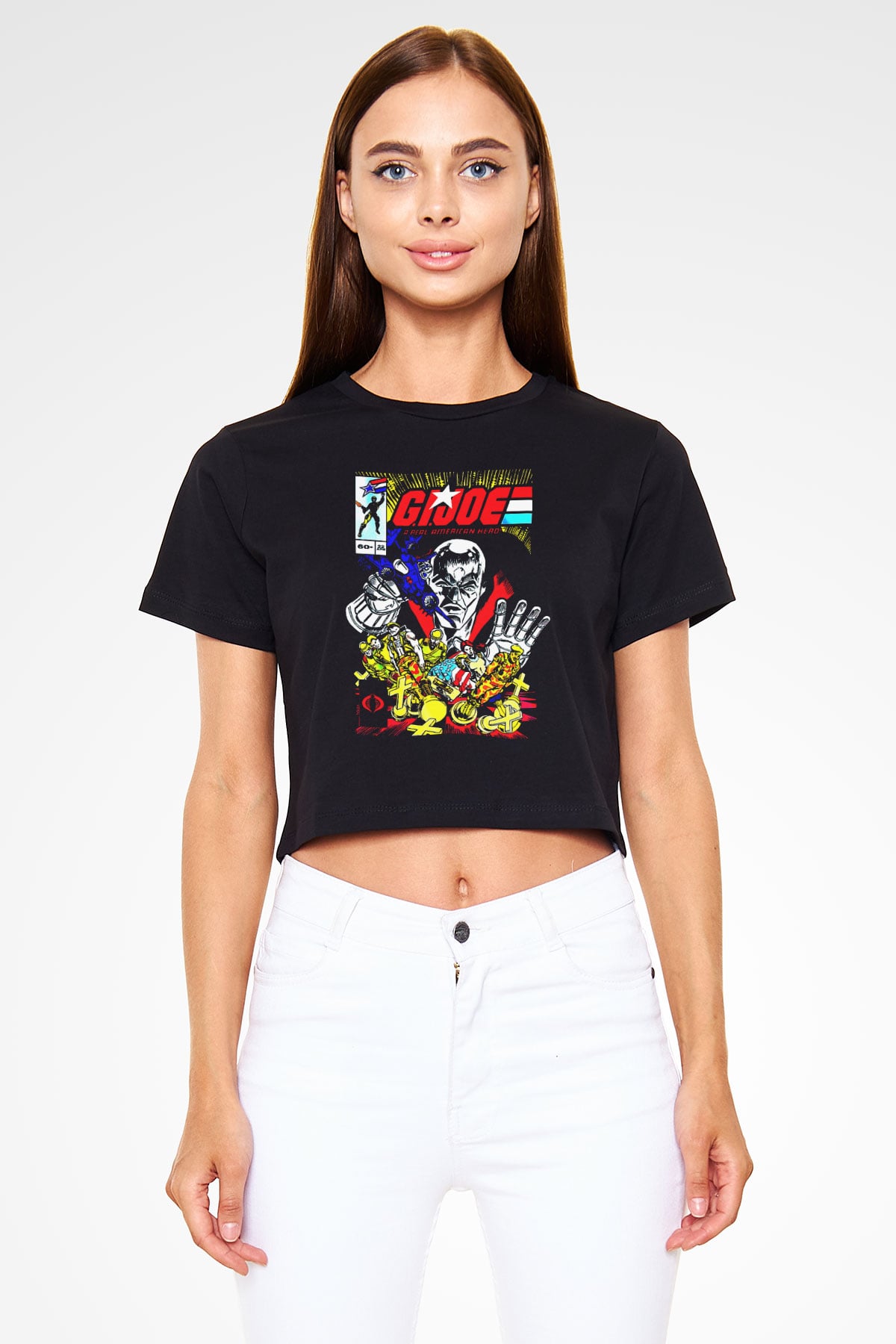 GI JOE Siyah   Crop Top Tişört