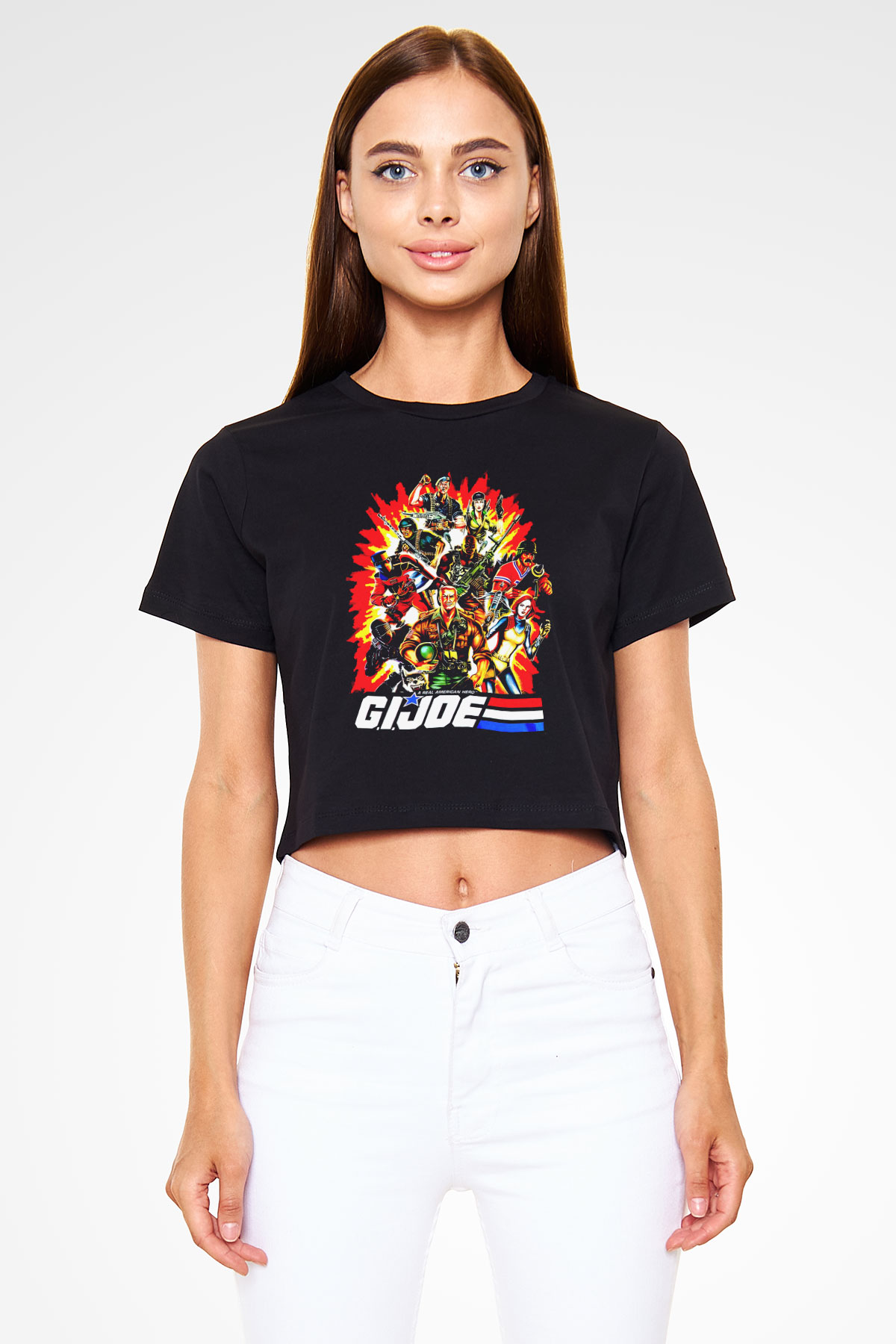 GI JOE Siyah   Crop Top Tişört