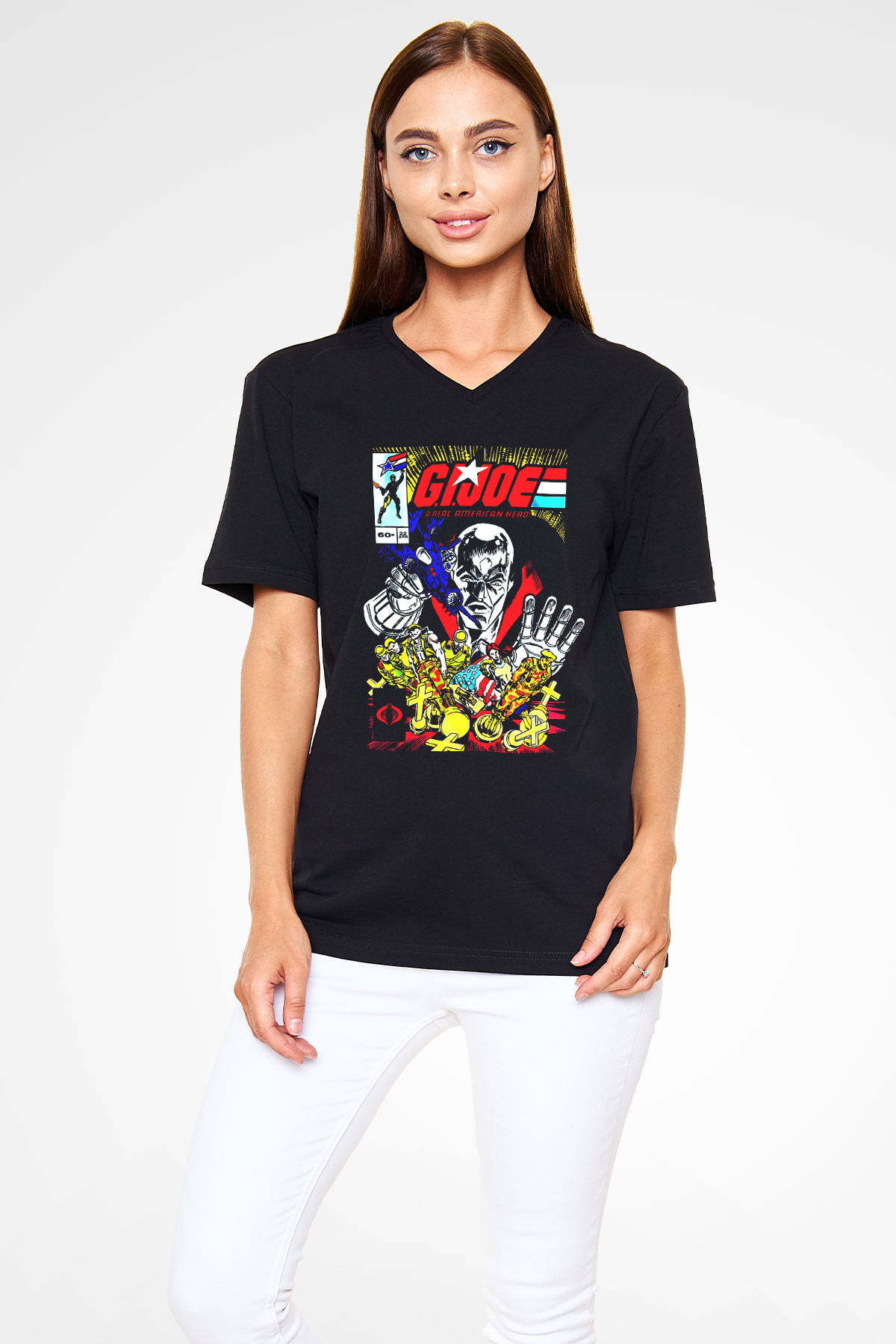 GI JOE Siyah Unisex  V Yaka Tişört