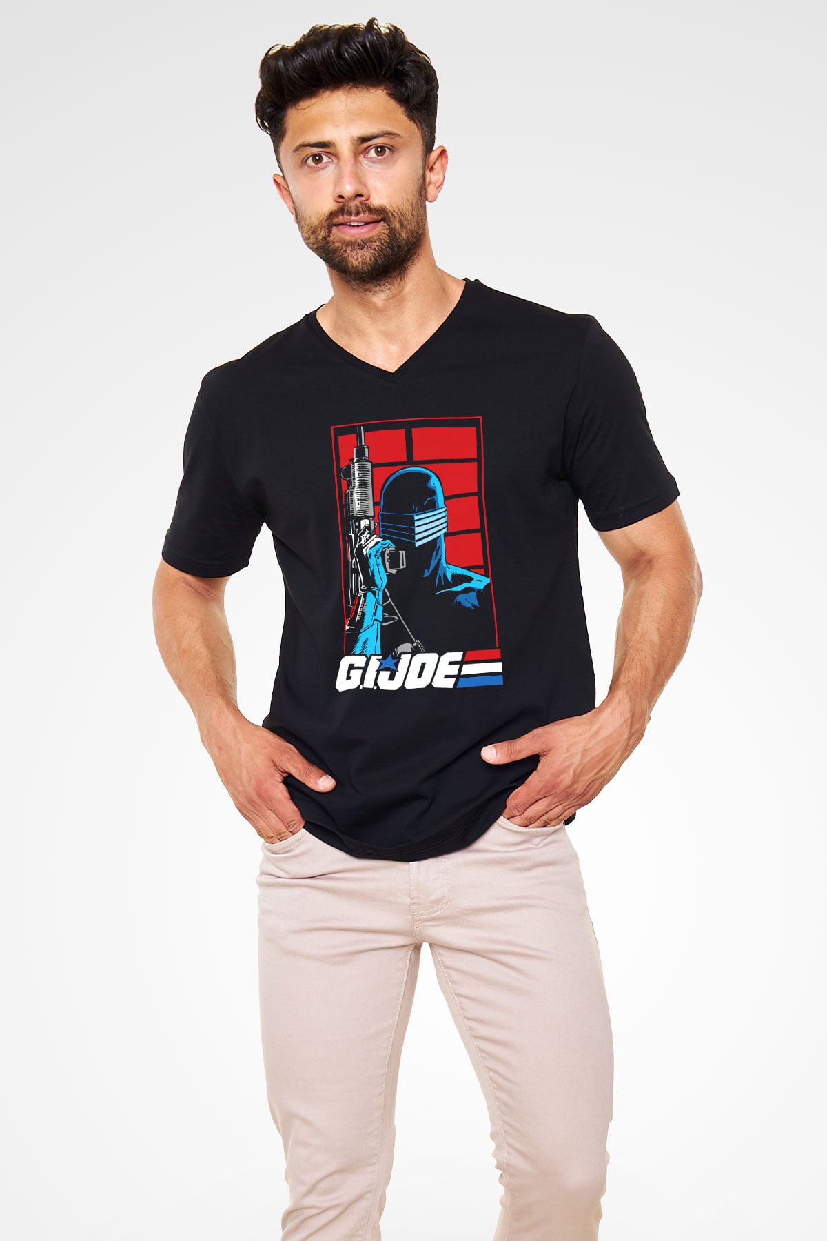 GI JOE Siyah Unisex  V Yaka Tişört