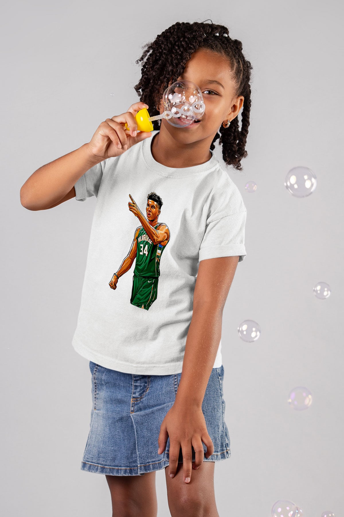 Giannis Antetokounpma Baskılı Beyaz Unisex Beyaz Çocuk Tişört - Tshirt