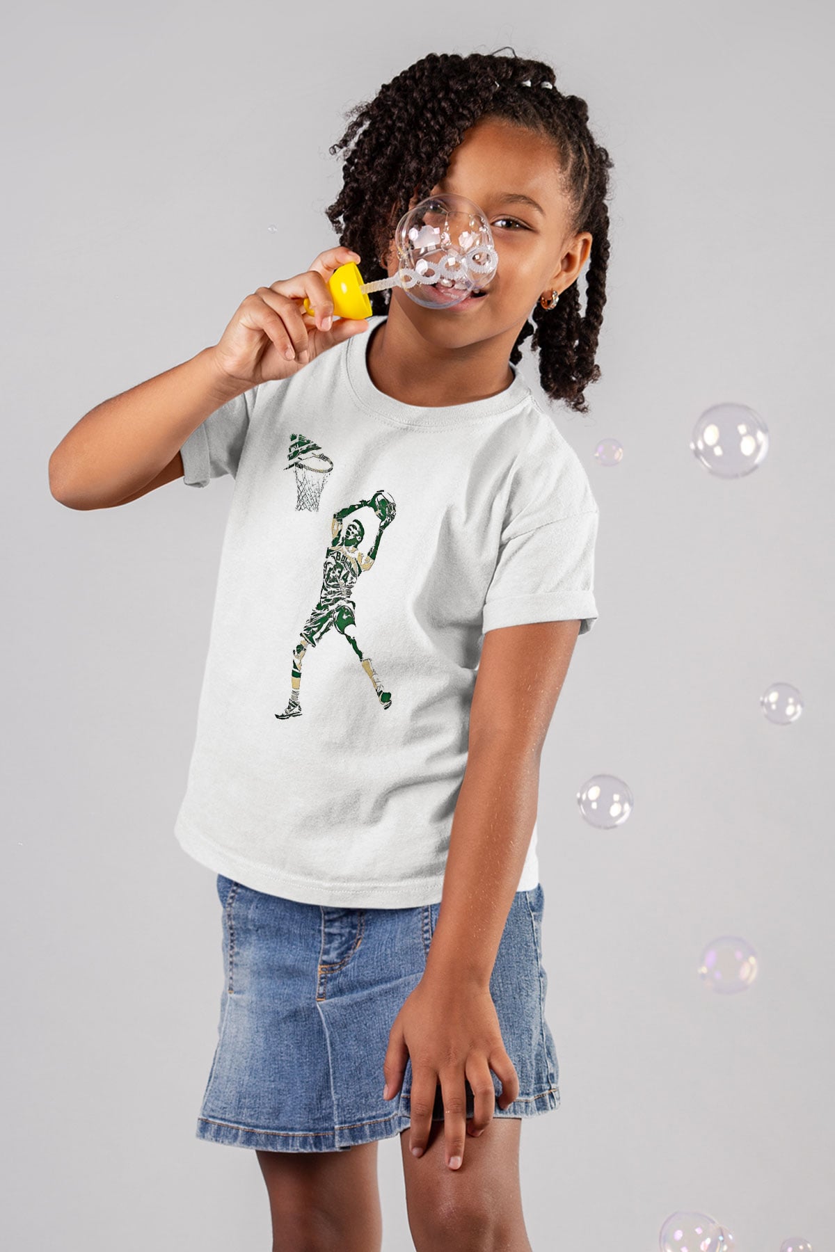 Giannis Antetokounpma Baskılı Beyaz Unisex Beyaz Çocuk Tişört - Tshirt