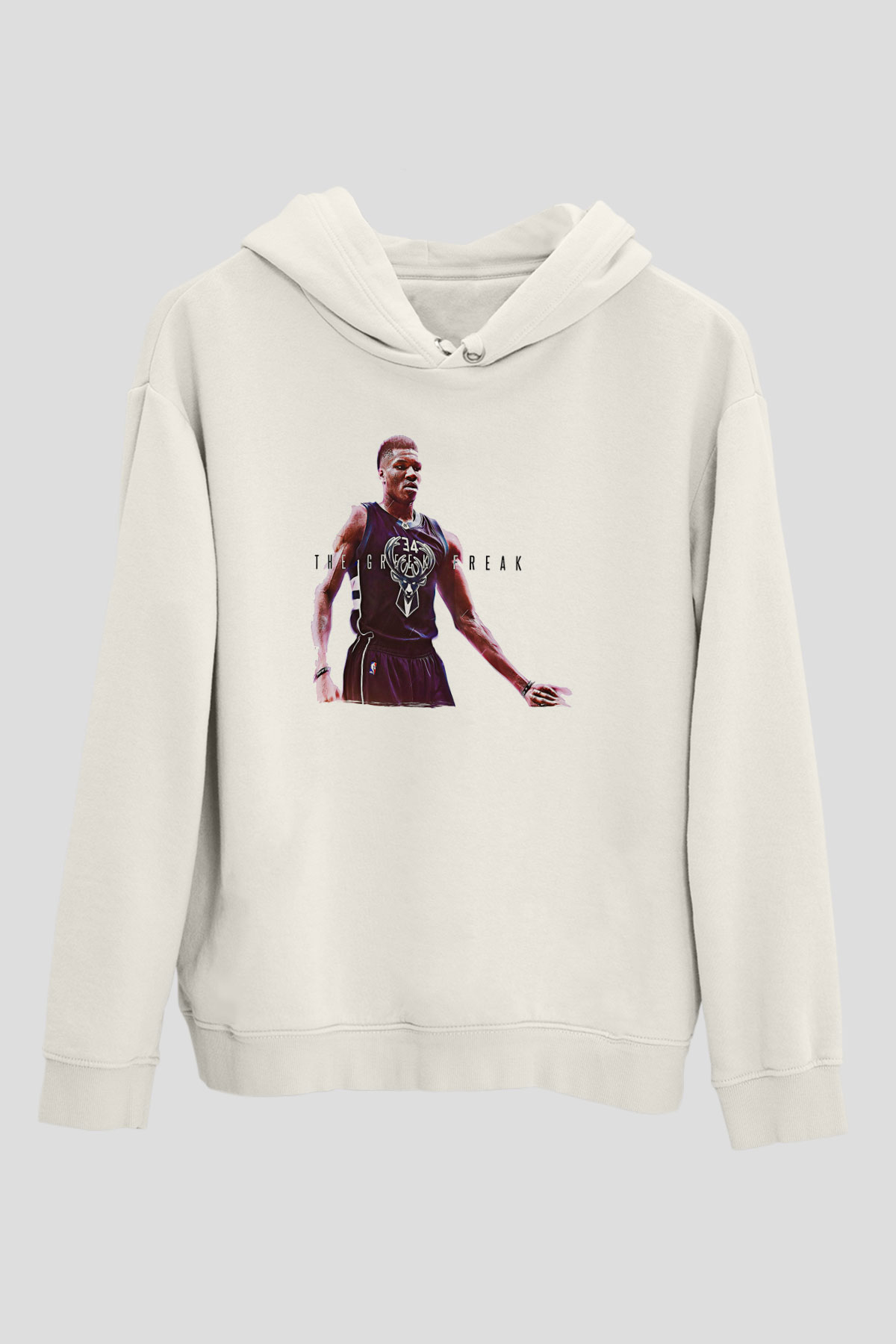 Giannis Antetokounpma Baskılı Beyaz Unisex Kapüşonlu Sweatshirt