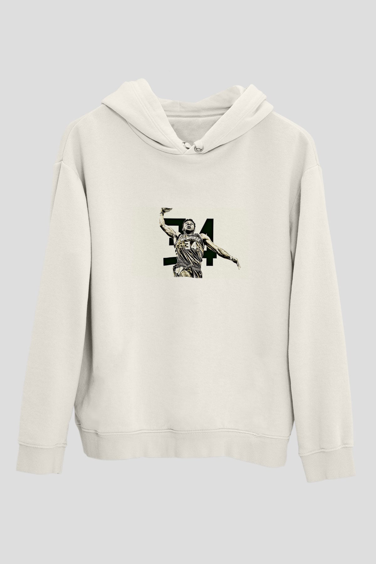 Giannis Antetokounpma Baskılı Beyaz Unisex Kapüşonlu Sweatshirt