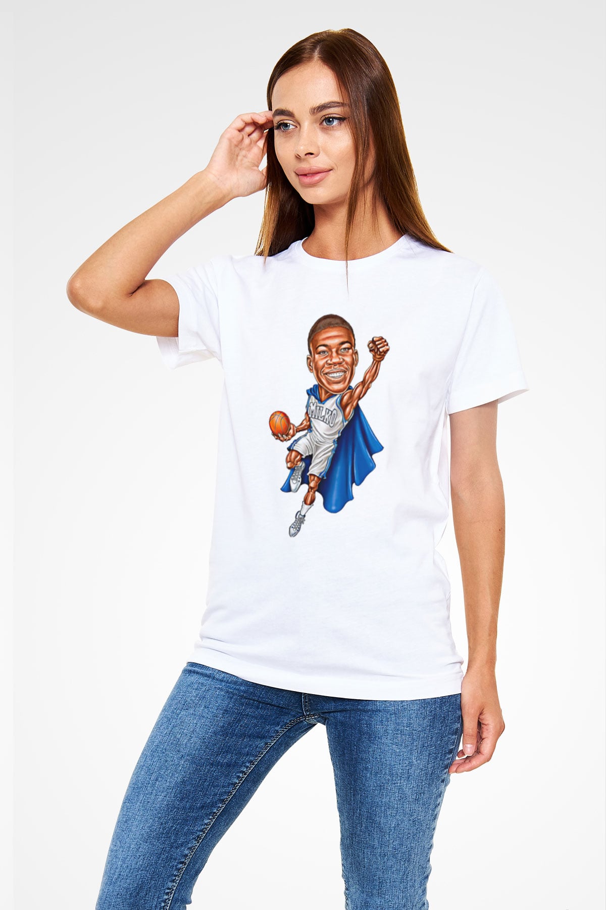 Giannis Antetokounpma Baskılı Unisex Beyaz Tişört - Tshirt