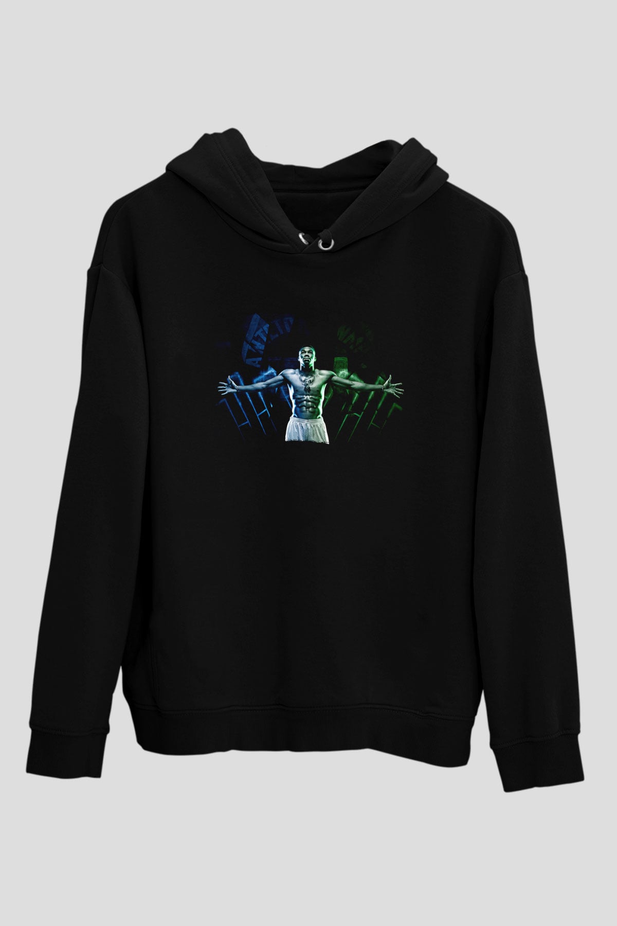 Giannis Antetokounpma Baskılı Unisex Siyah Kapüşonlu Sweatshirt