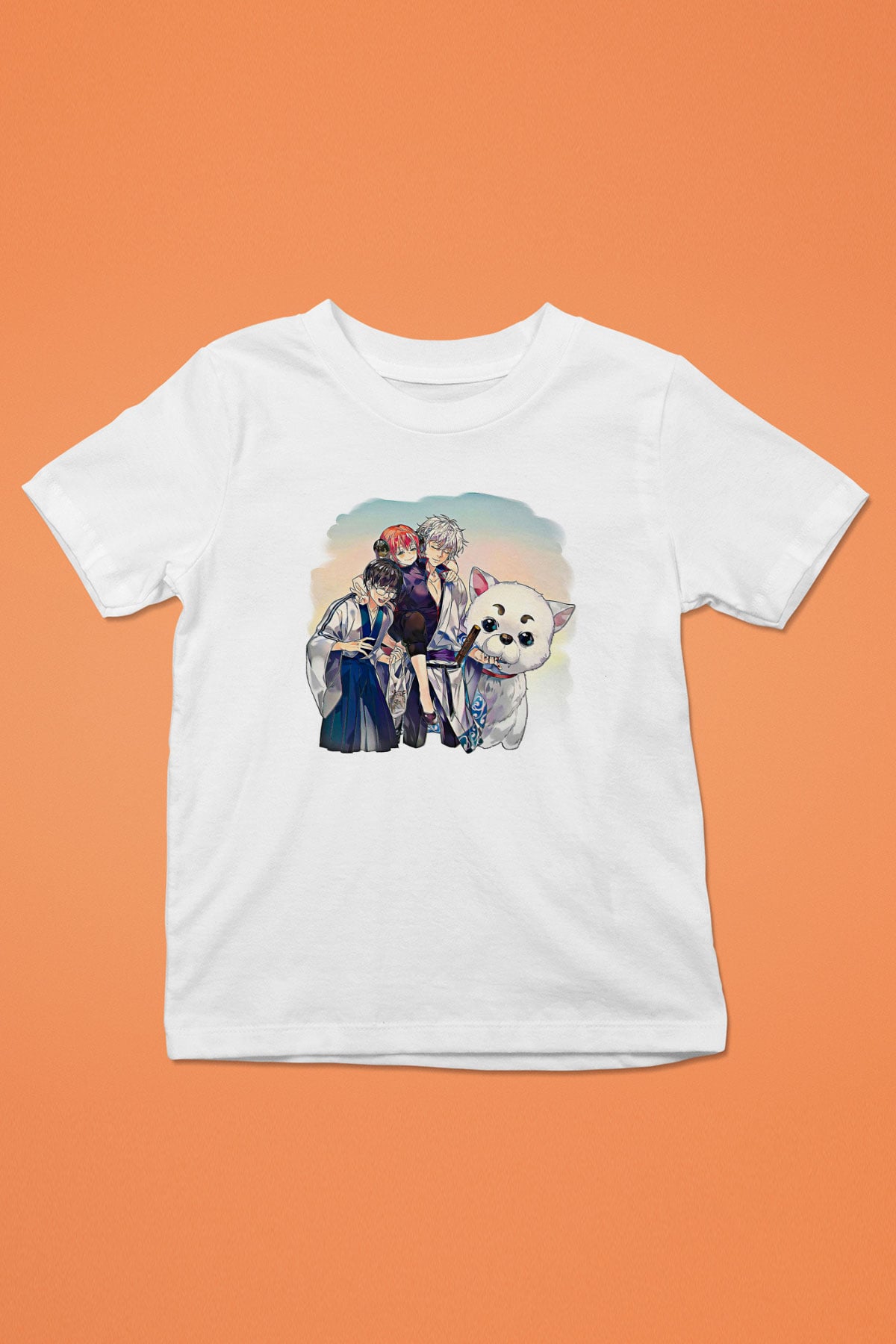 Gintama Baskılı Beyaz Unisex Beyaz Çocuk Tişört - Tshirt