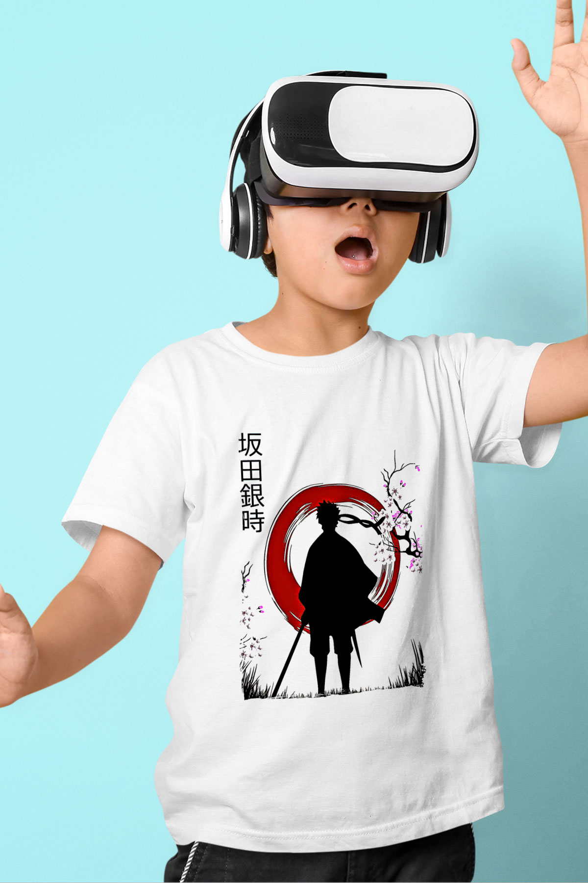 Gintama Baskılı Beyaz Unisex Beyaz Çocuk Tişört - Tshirt