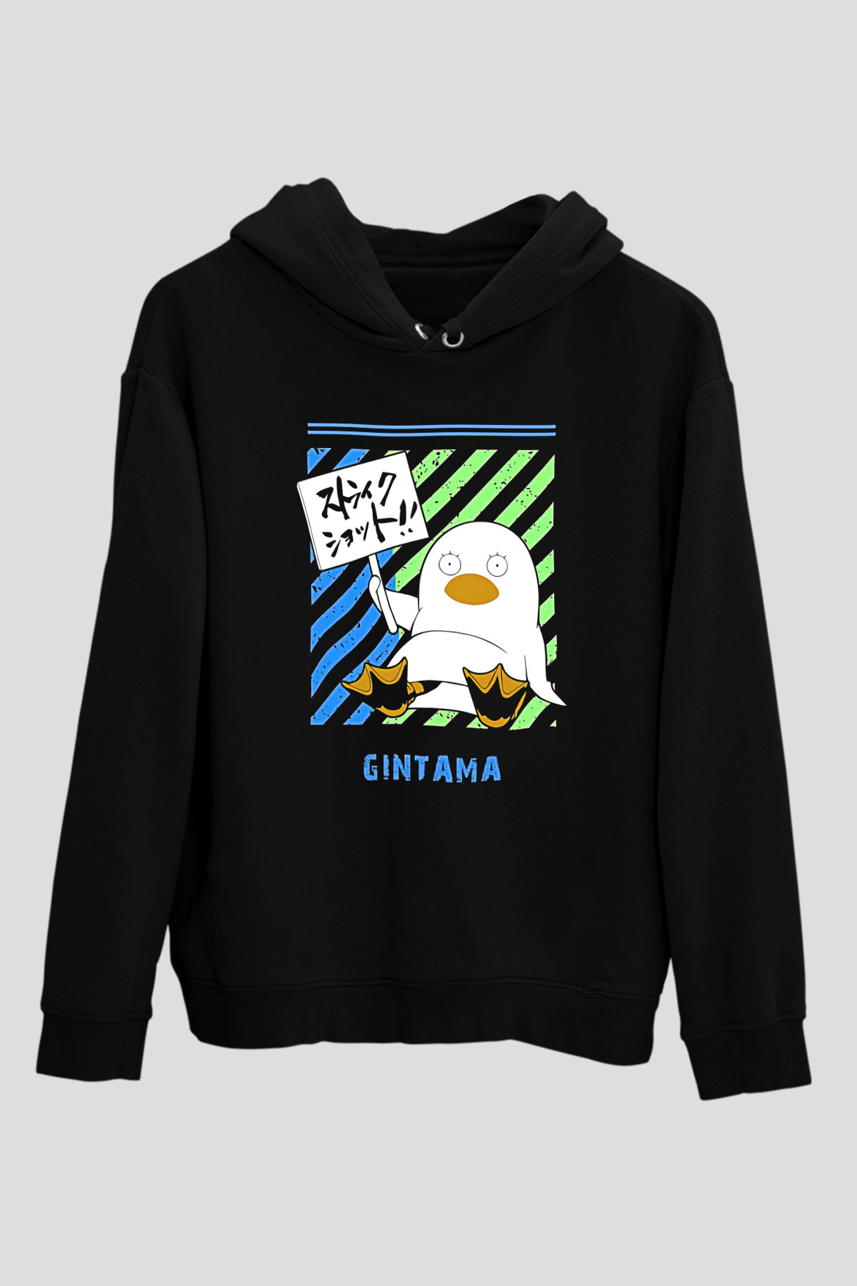 Gintama Baskılı Unisex Siyah Hoodie