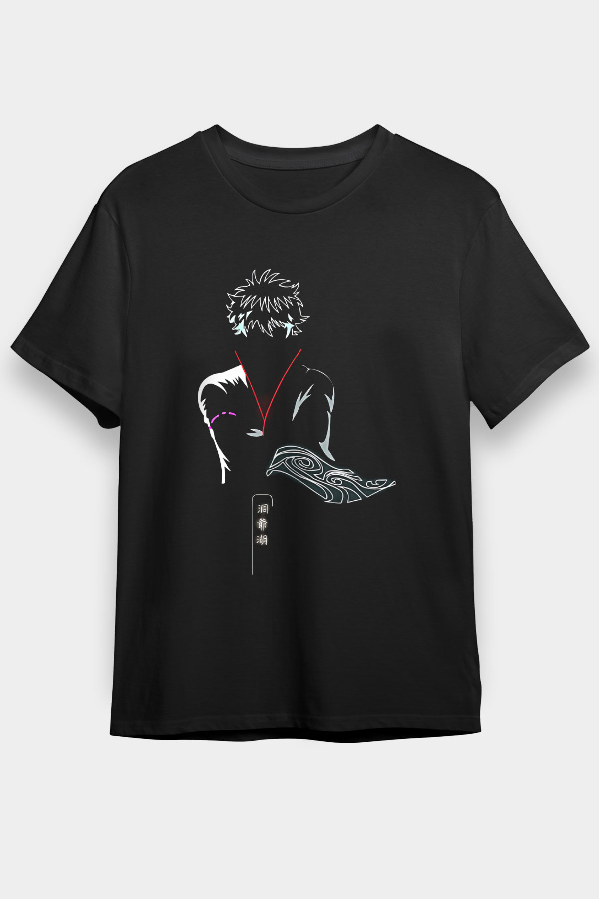 Gintama Baskılı Unisex Siyah Tişört - Tshirt