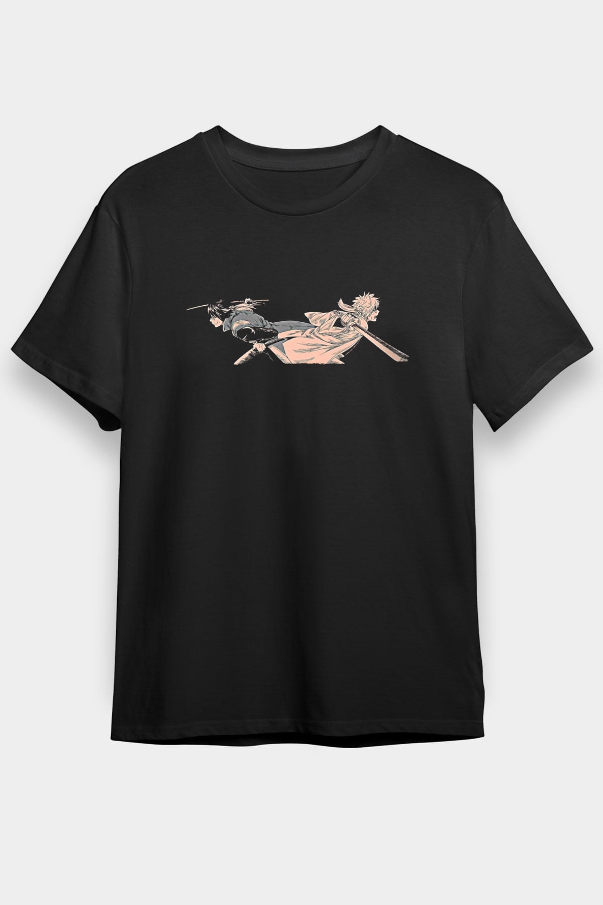 Gintama Baskılı Unisex Siyah Tişört - Tshirt