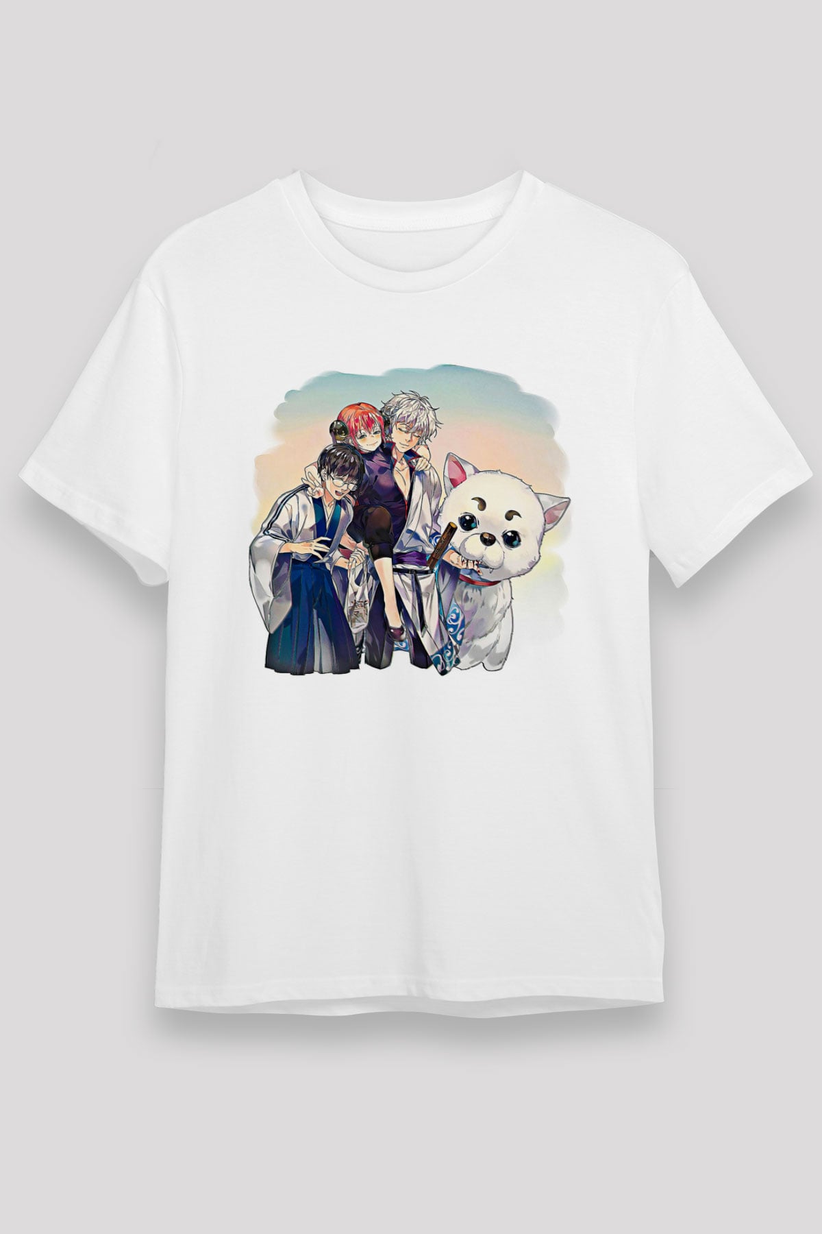 Gintama Unisex Baskılı Beyaz Tişört - Tshirt