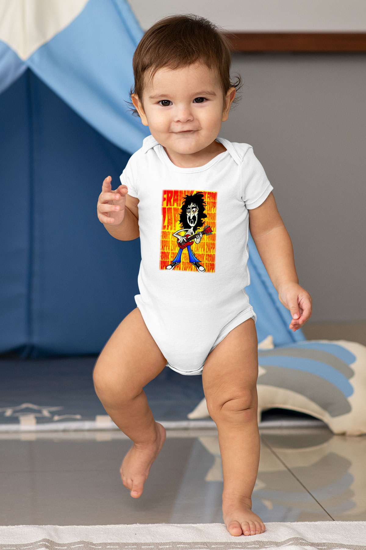 Gitarist Baskılı Beyaz Unisex Bebek Body - Zıbın