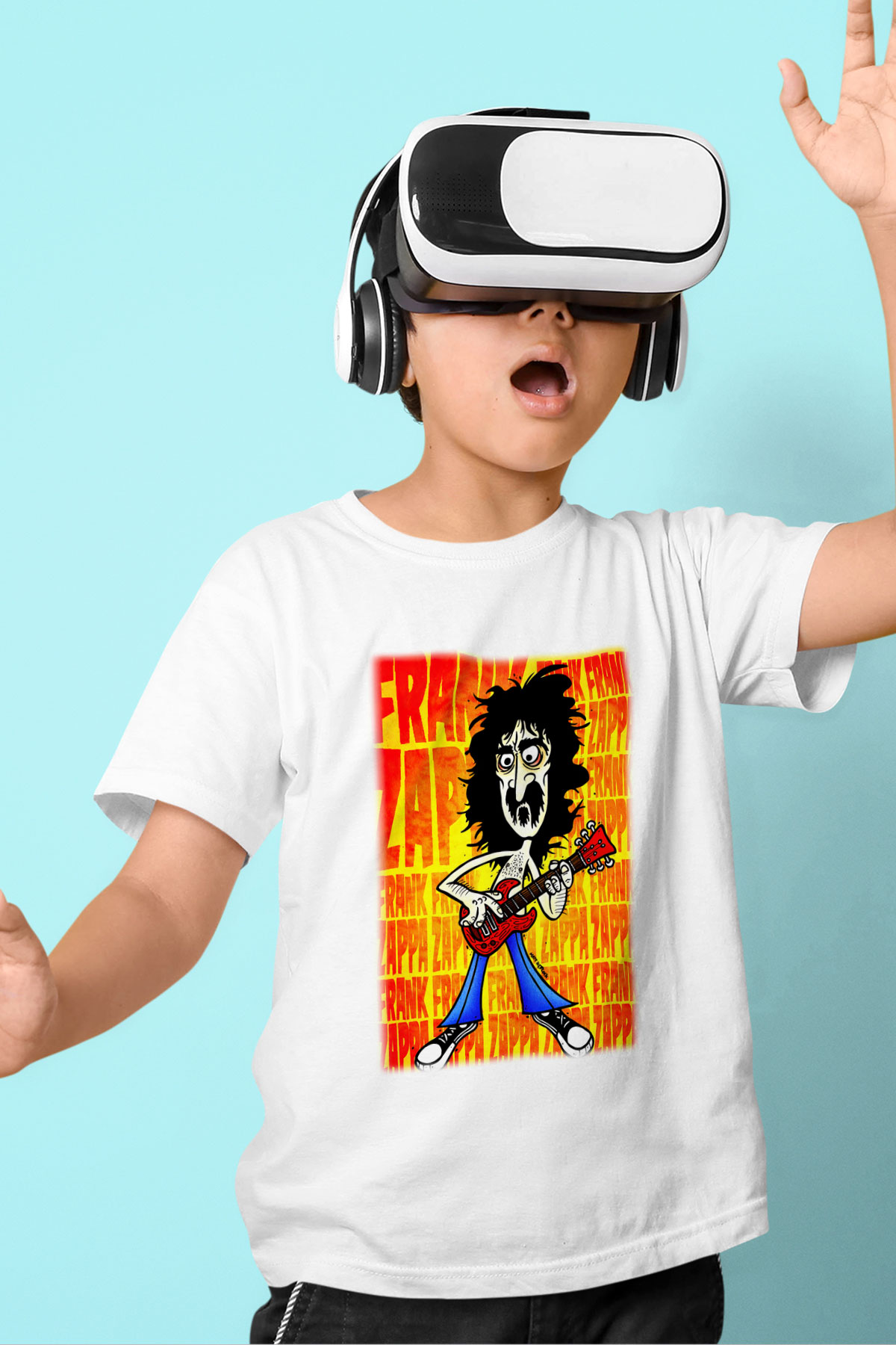 Gitarist Baskılı Beyaz Unisex Çocuk Tişört