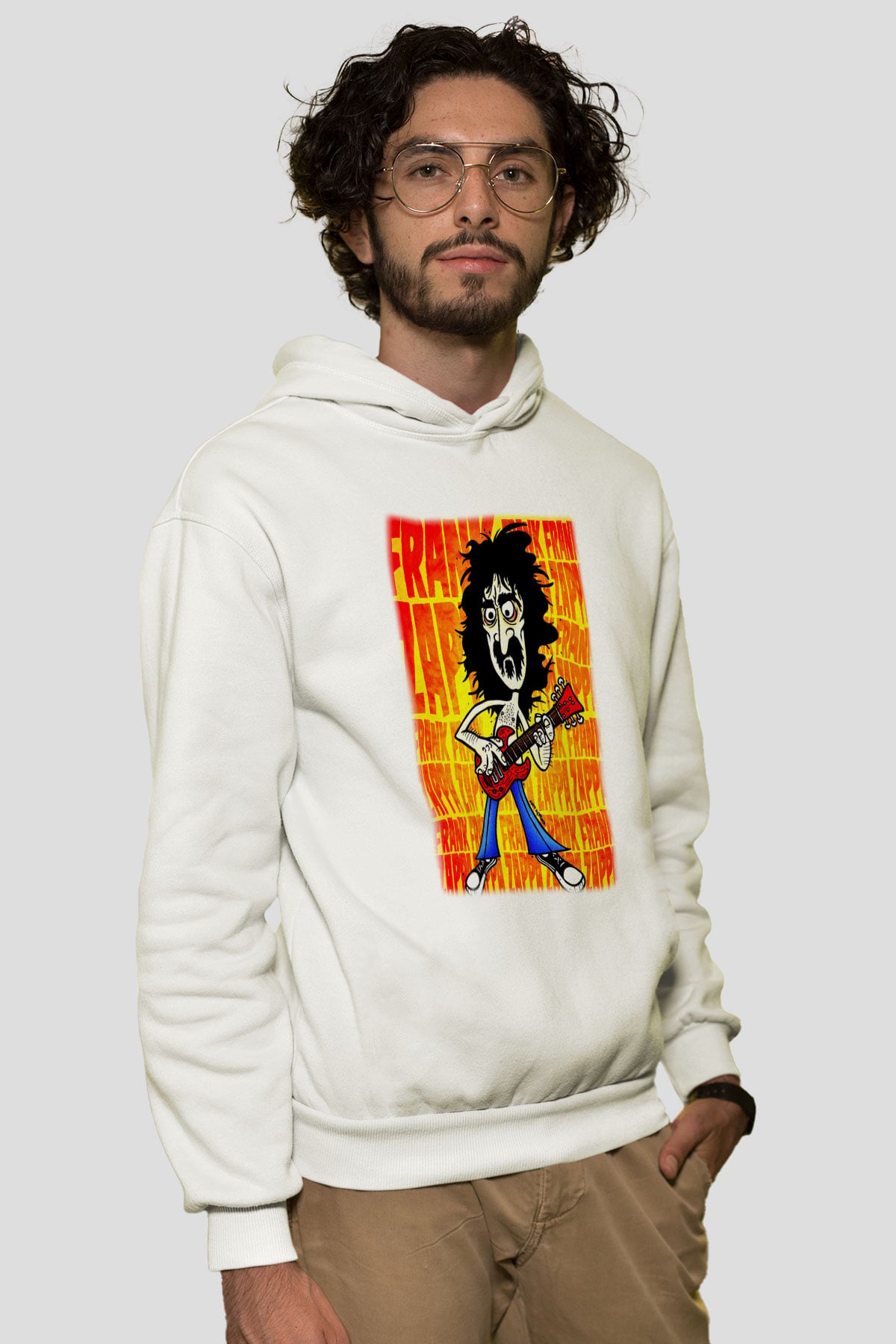 Gitarist Beyaz Unisex Hoodie