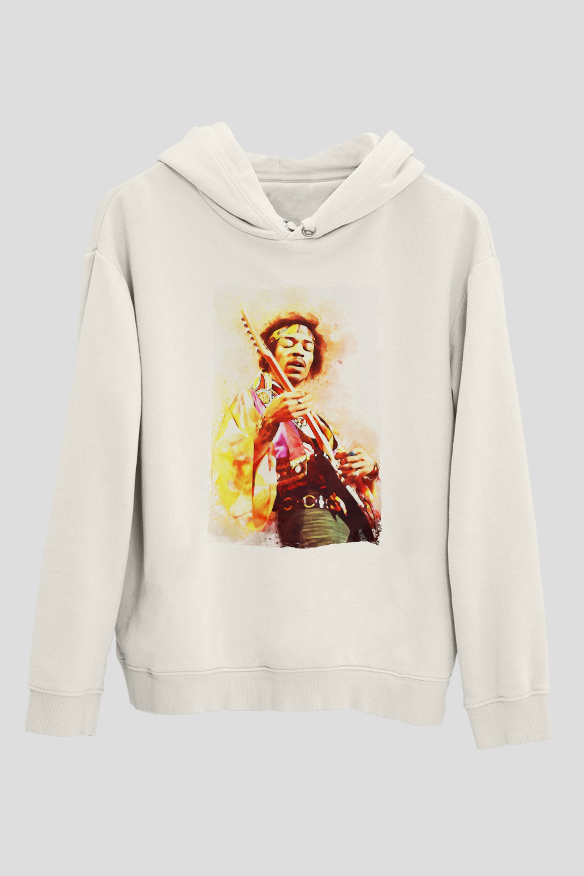 Gitarist Beyaz Unisex Kapüşonlu Sweatshirt