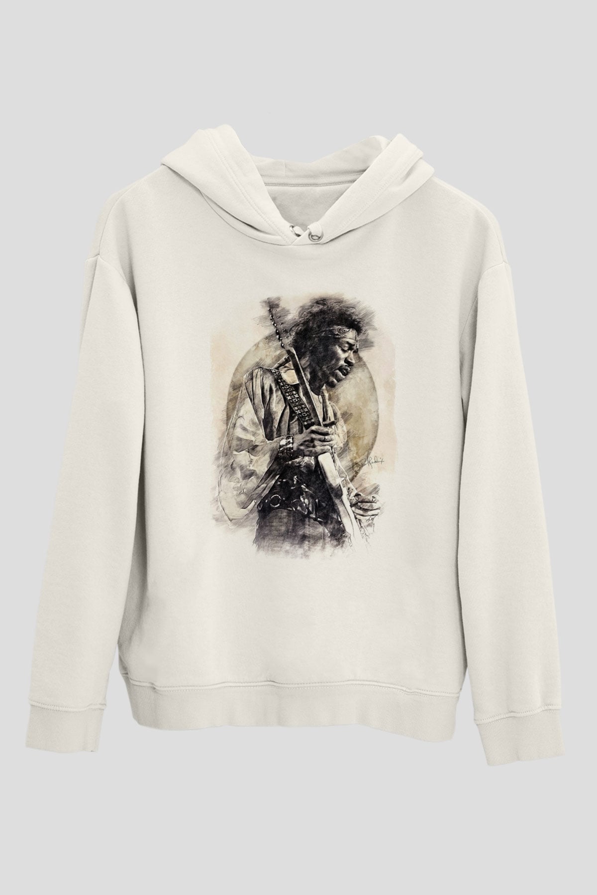 Gitarist Beyaz Unisex Kapüşonlu Sweatshirt