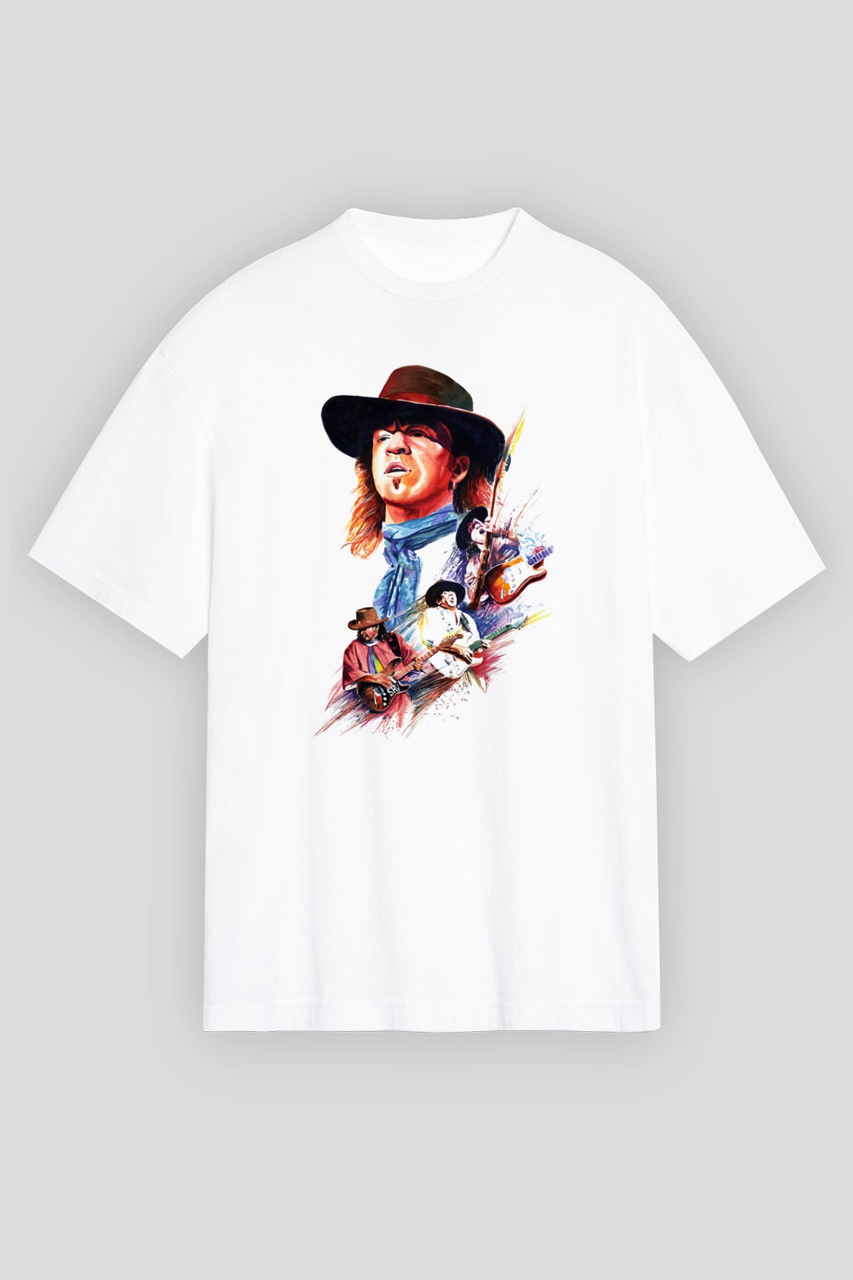 Gitarist Beyaz Unisex Oversize Tişört T-Shirt