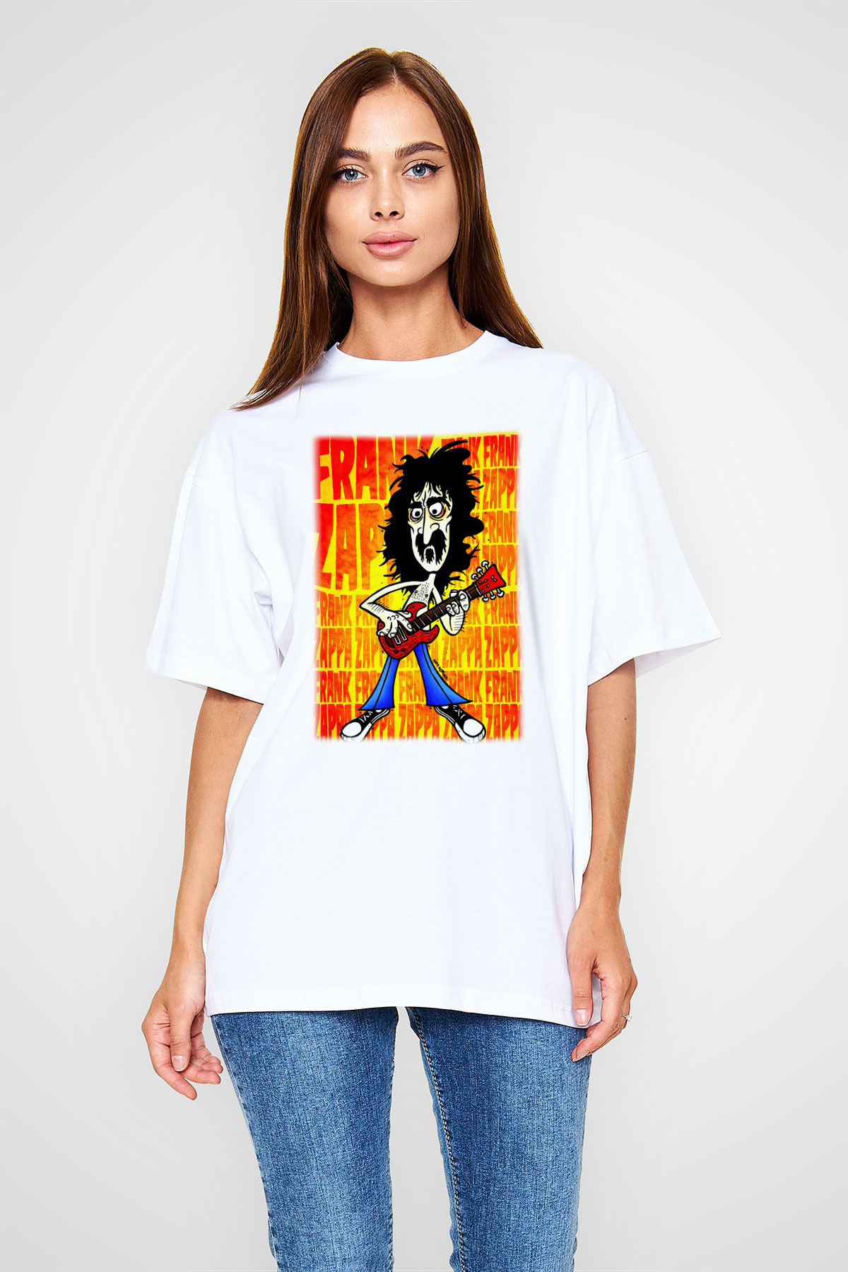 Gitarist Beyaz Unisex Oversize Tişört T-Shirt