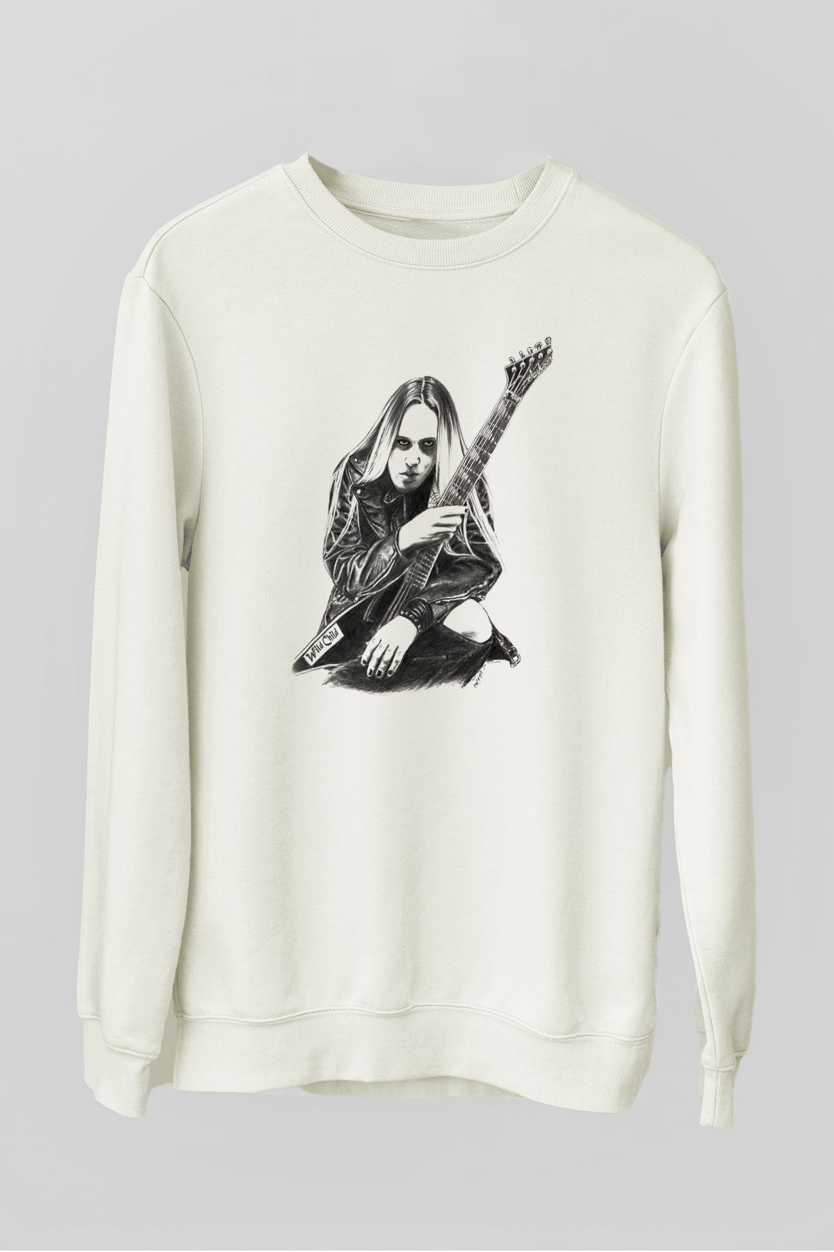 Gitarist Beyaz Unisex Sweatshirt