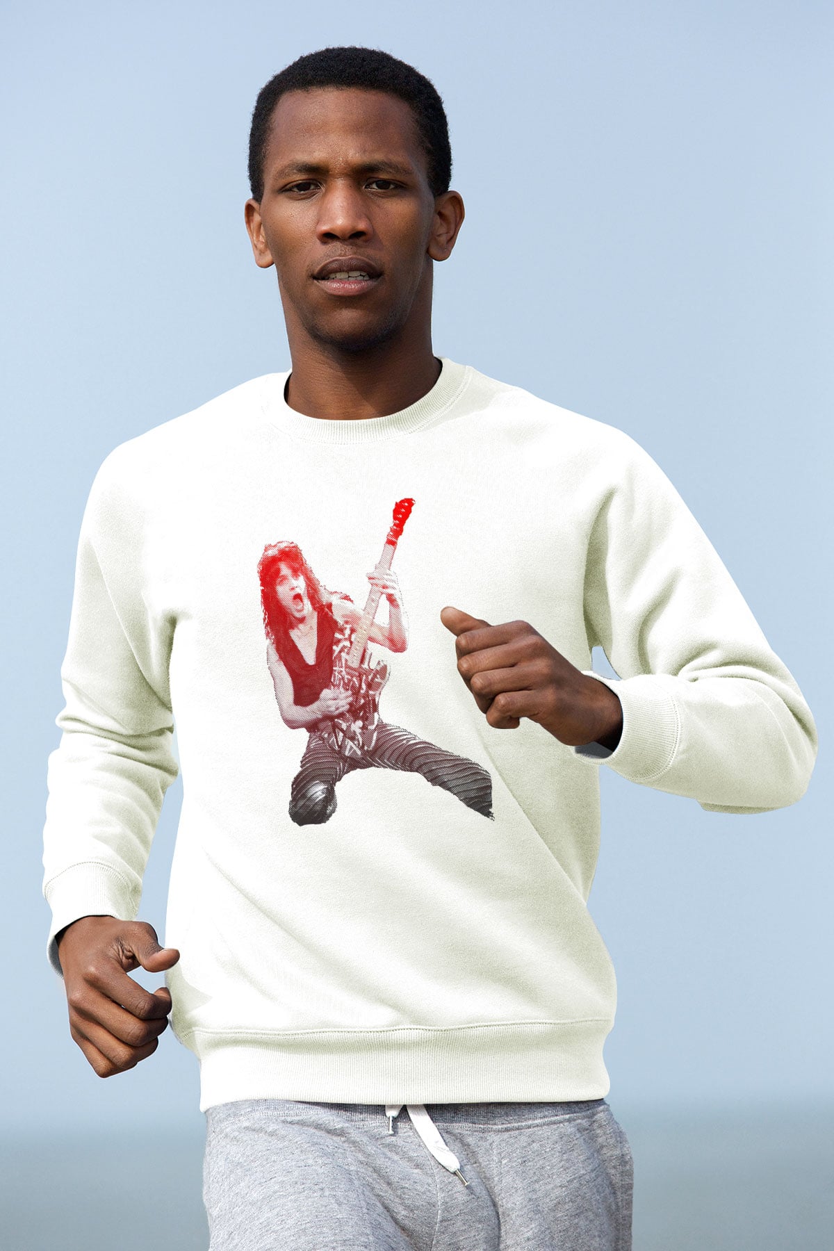 Gitarist Beyaz Unisex Sweatshirt